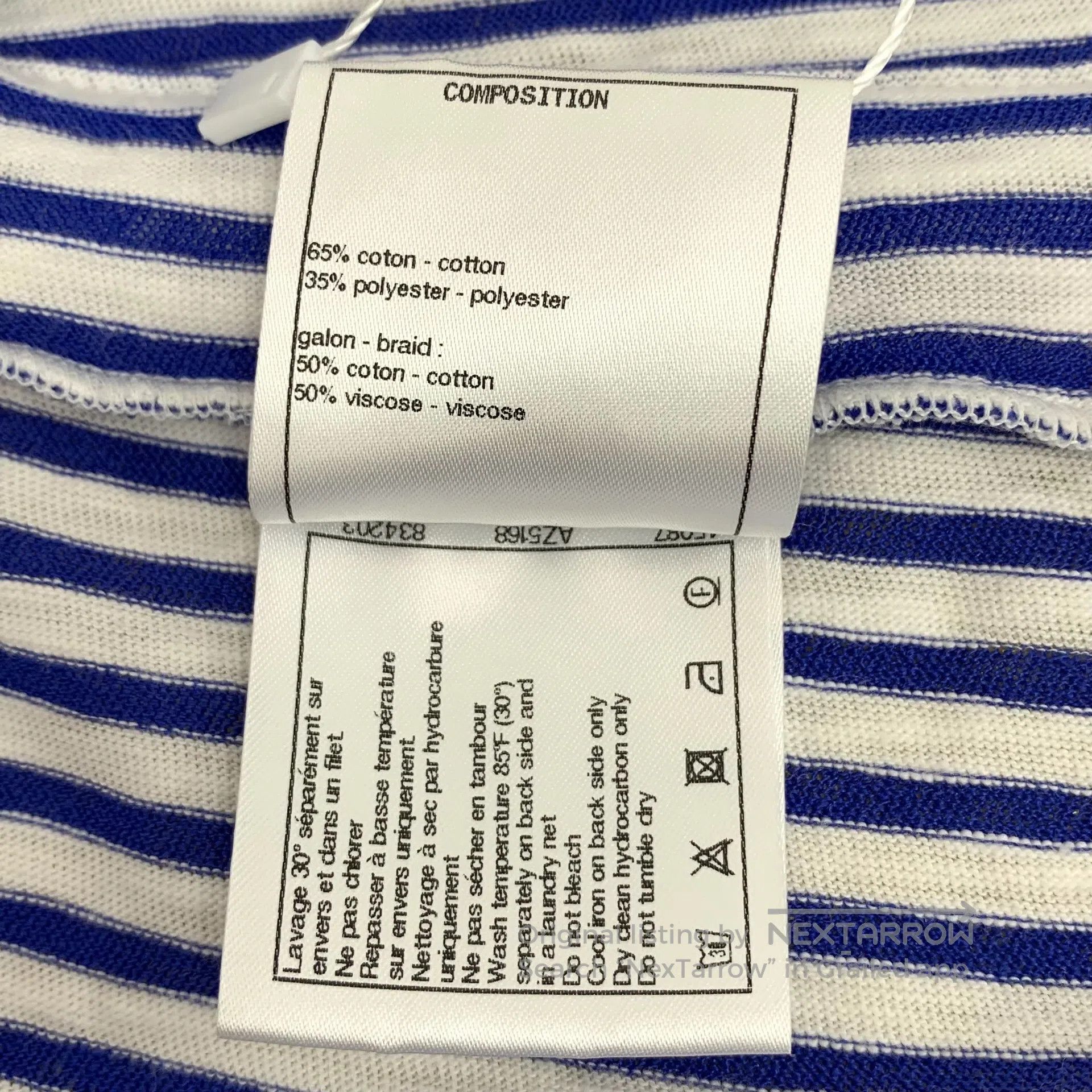 Chanel Chanel Blue Striped Cotton Crew Neck Short Sleeve Dress| Size XS / US 0-2 / IT 36-38 - 9 Thumbnail