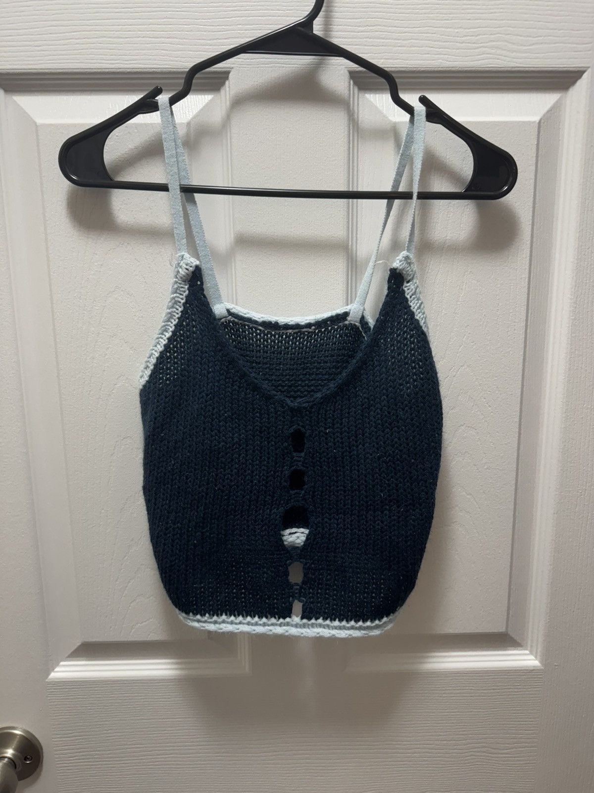 Custommade Custom Knitted Yarn Top Blue Cozy Womens Size M / US 6-8 / IT 42-44 - 1 Thumbnail