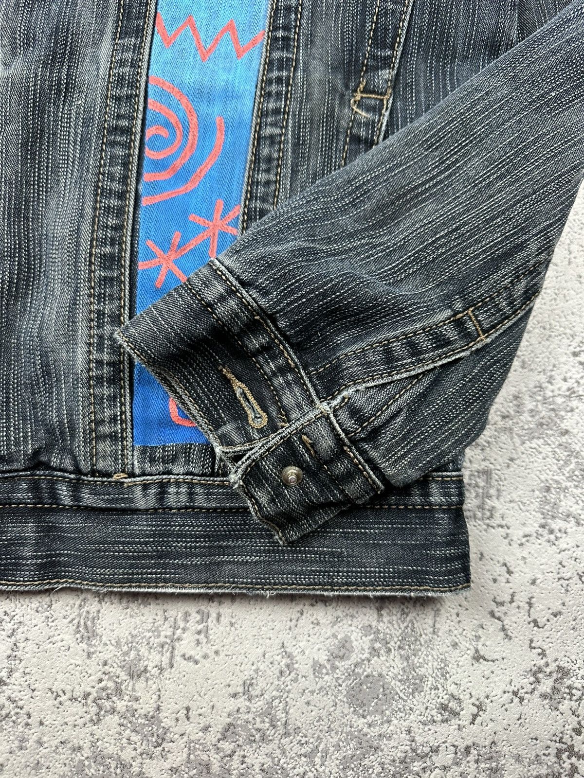 Designer Custom Denim Jacket Graffiti Spiral Art Rare Piece Bingoss Size US M / EU 48-50 / 2 - 9 Thumbnail