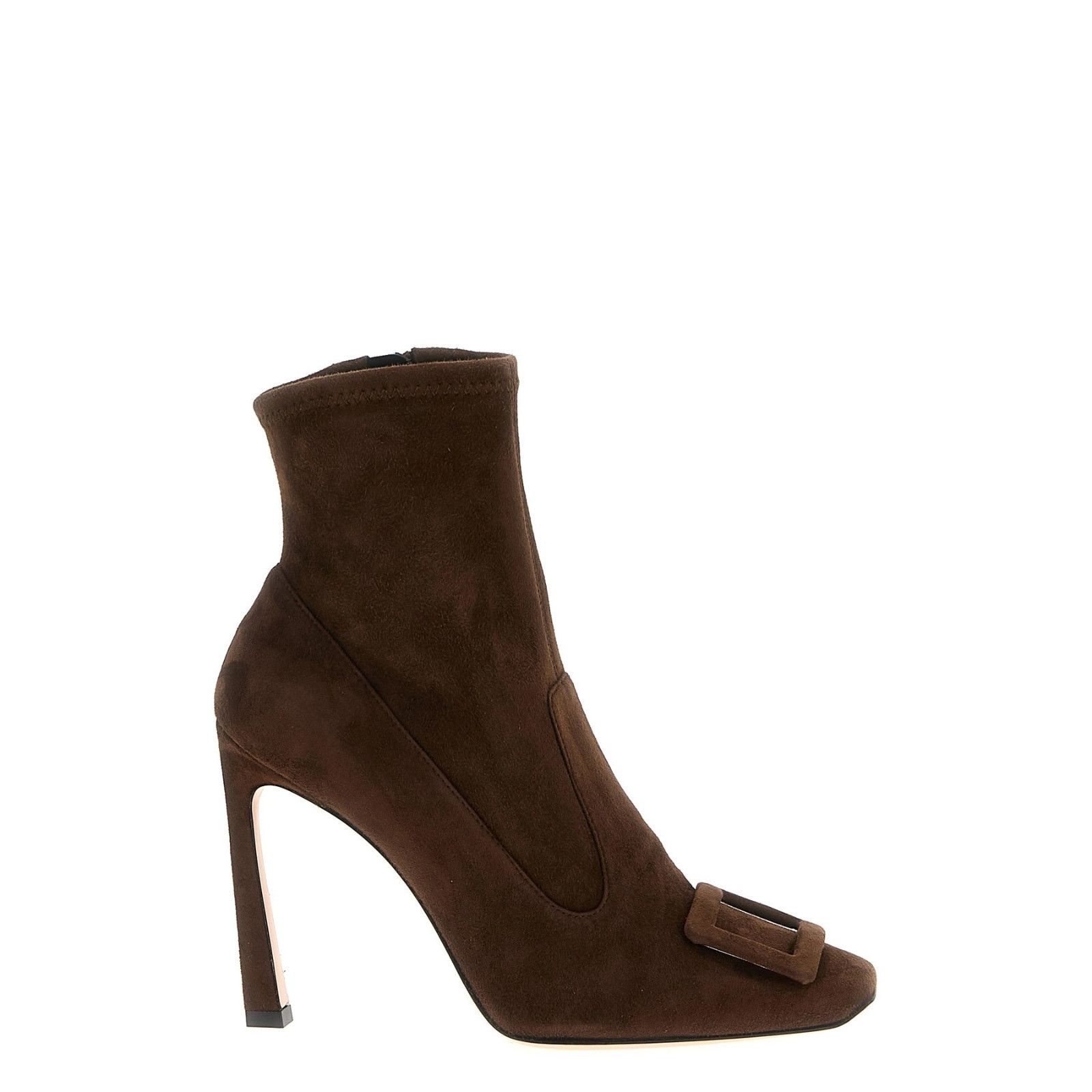 ROGER VIVIER Trompette Brown Suede 100mm Ankle Boots New & A