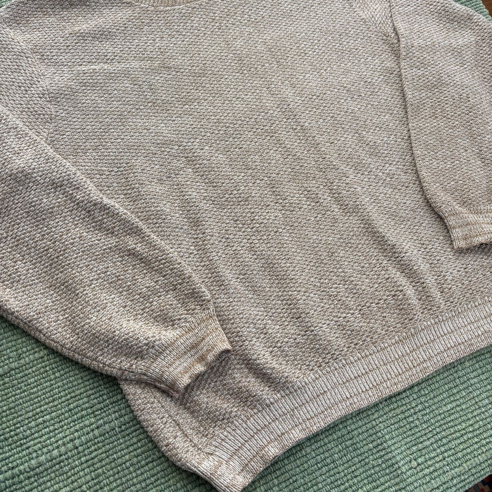 Bill Blass × Vintage Vintage Bill Blass Light Cream Tan Cotton Blend Knit Sweater Size US XL / EU 56 / 4 - 5 Thumbnail