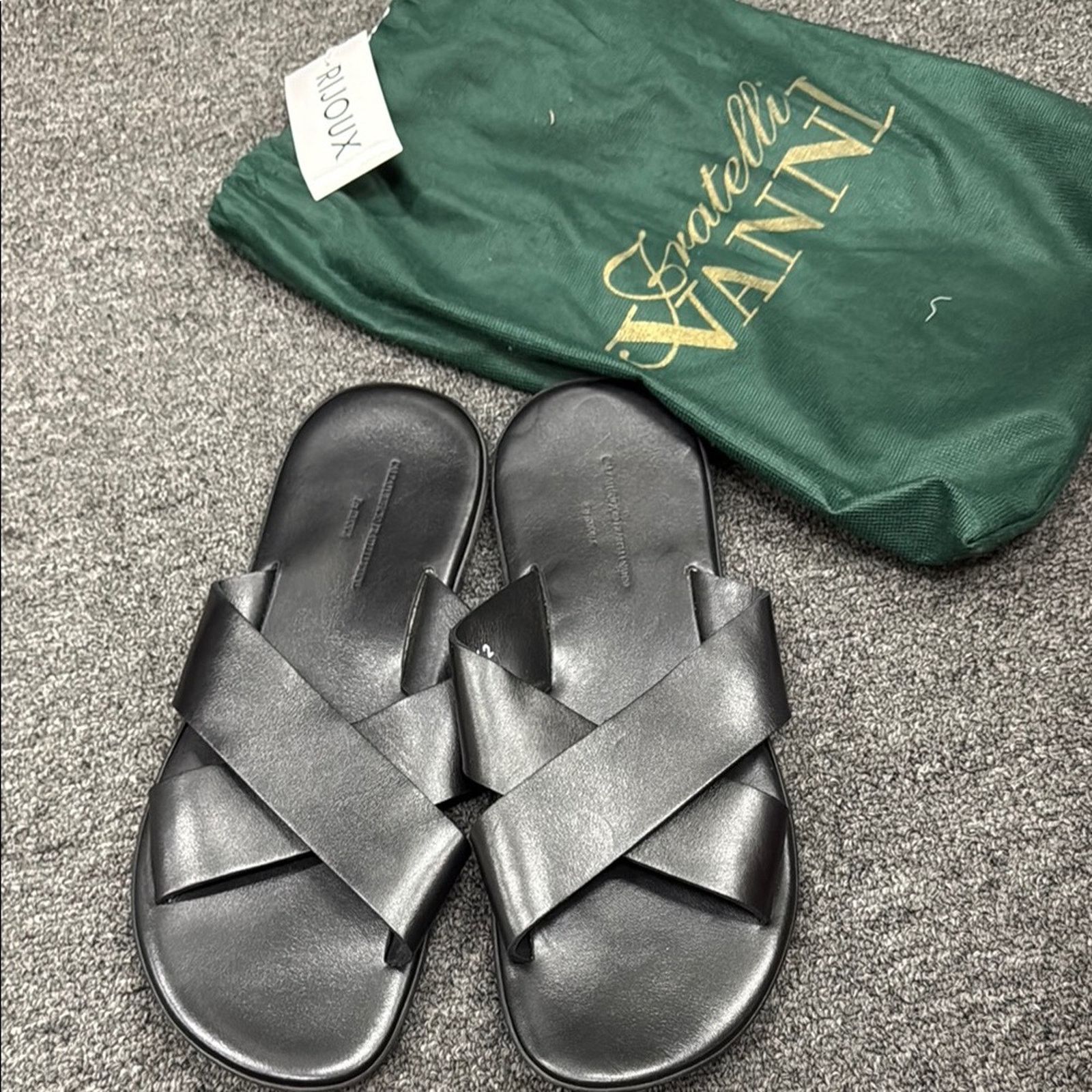 Other NWT Fratelli vanni for rijoux leather black sandals 9 EU 42 Size US 9 / IT 39 - 1 Thumbnail