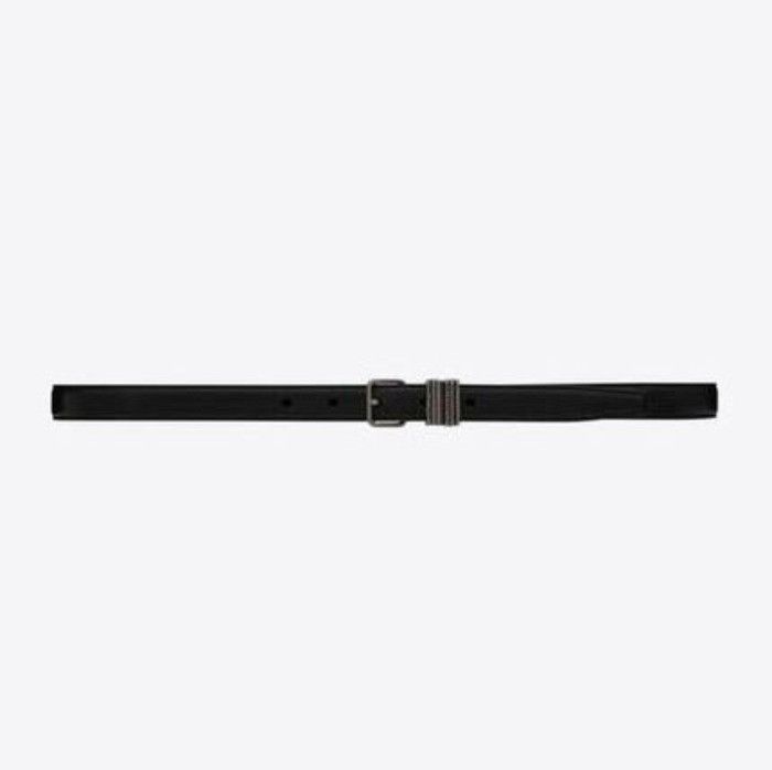 Saint Laurent Paris o1bcso1str1224 Size: 85 /Stacked Loop Thin Belt in Black Size ONE SIZE - 1 Thumbnail