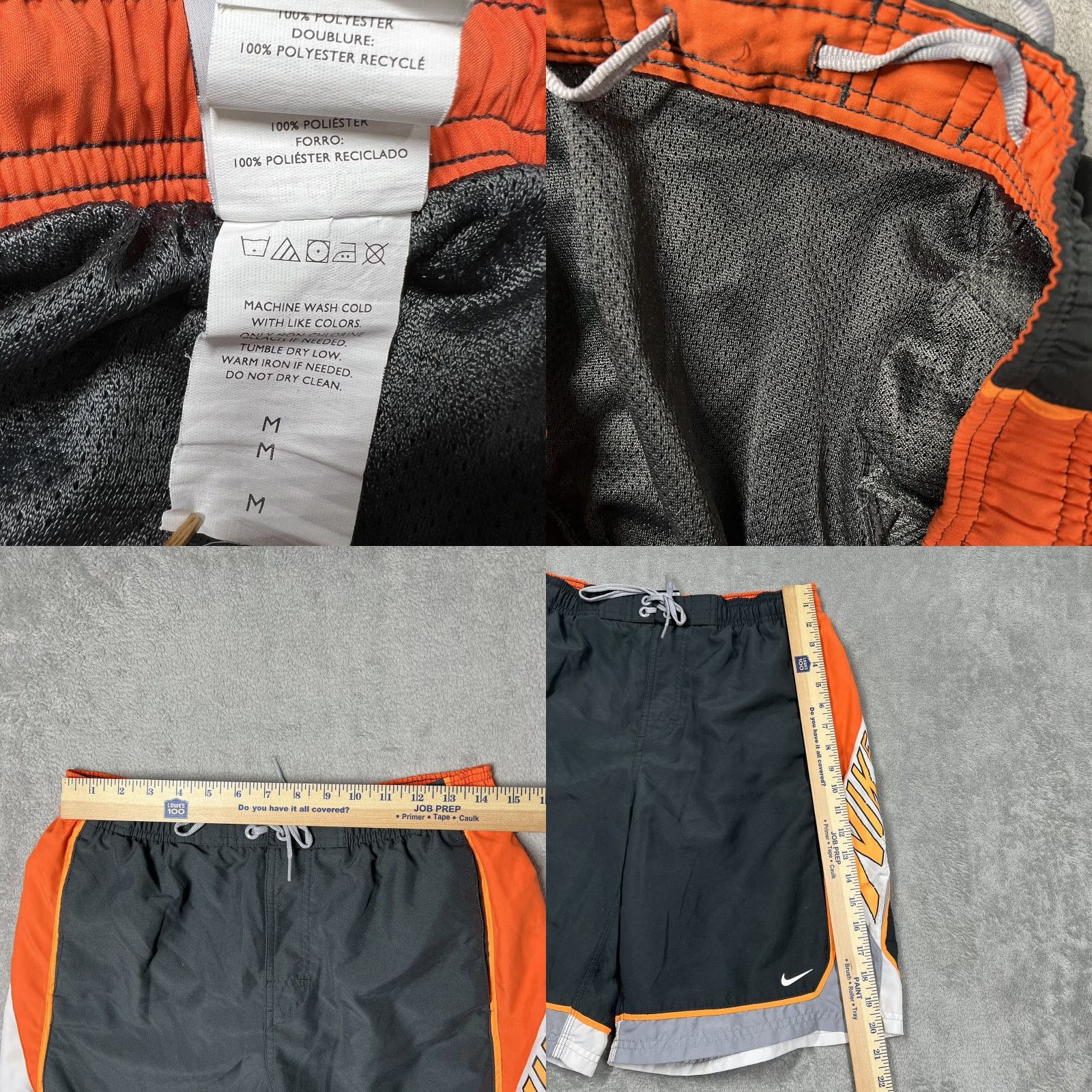 Nike Nike Mens Swim Trunks Regular Size M Gray Orange Beach Beach Surf Shorts 100% Polyester Size US 31 - 9 Thumbnail