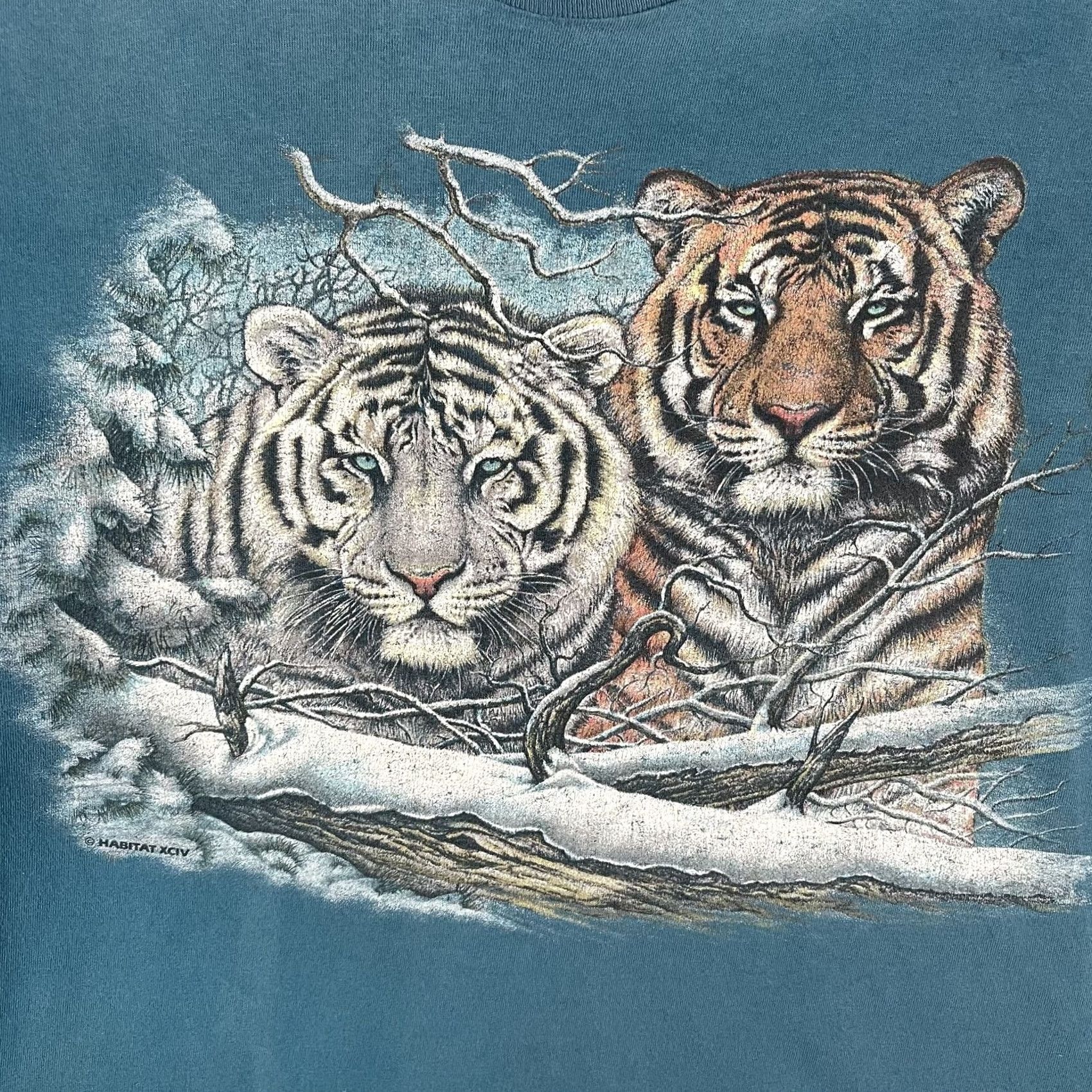 Habitat VINTAGE Habitat Shirt Mens XL Blue Tiger Snow Wildlife Graphic Tee 1994 Size US XL / EU 56 / 4 - 4 Thumbnail