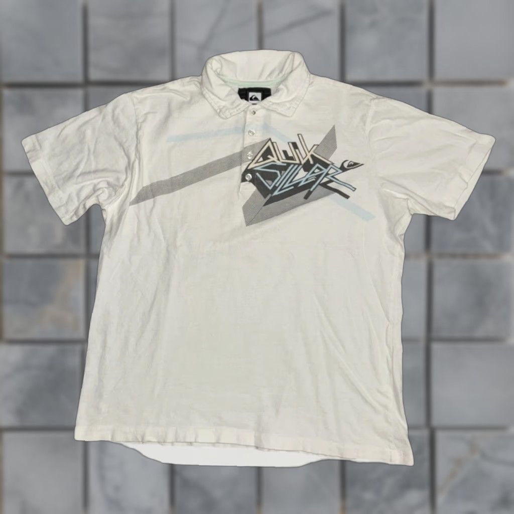 Quiksilver VINTAGE Quiksilver Polo Shirt White Men’s Medium 22x25 Y2K Surf Skate Logo Size US M / EU 48-50 / 2 - 1 Thumbnail