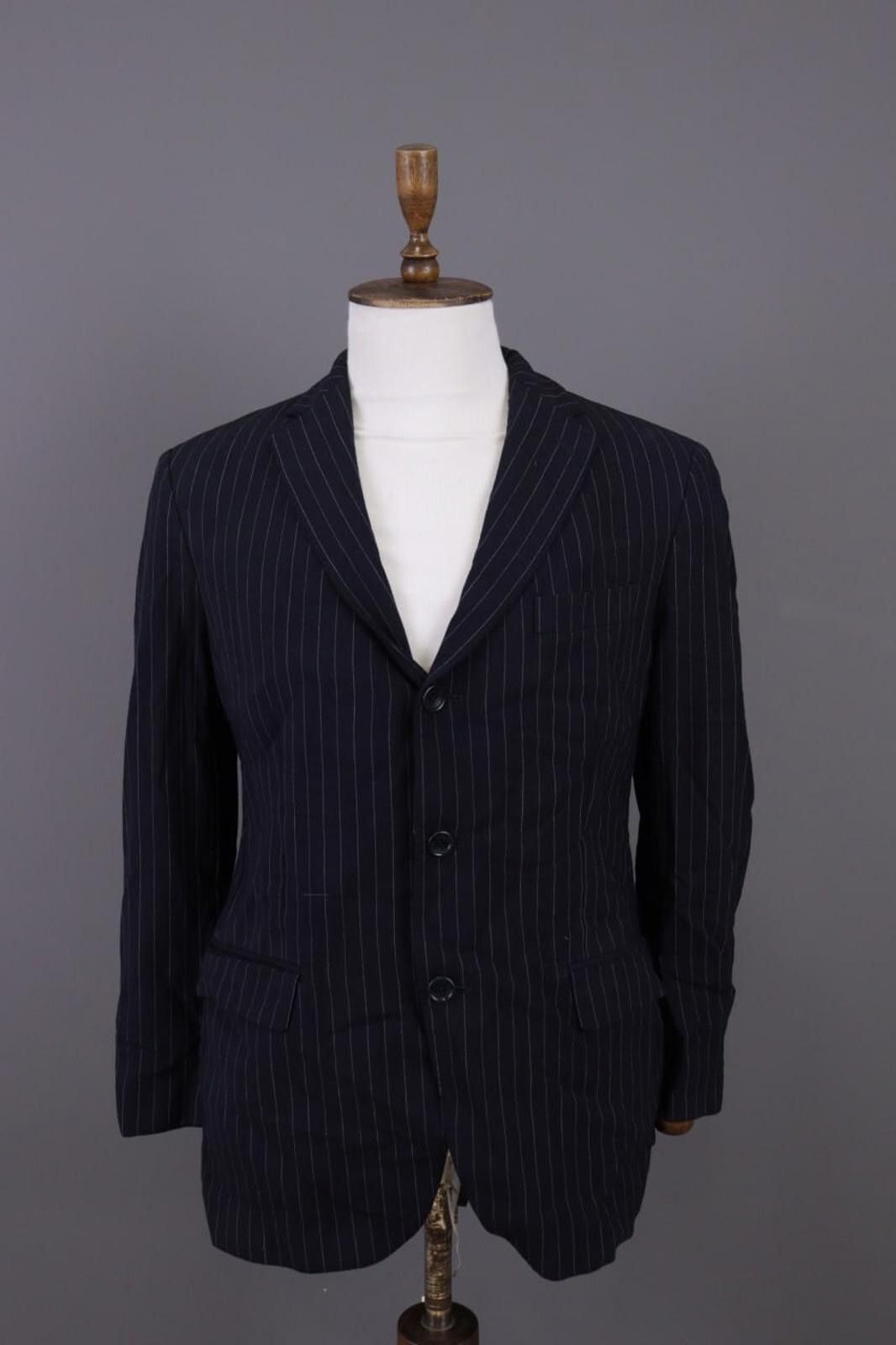 Designer Boggi Milano Black Stripe Wool Sport Coat Size EU 46 US 36 M Size 40R - 1 Thumbnail