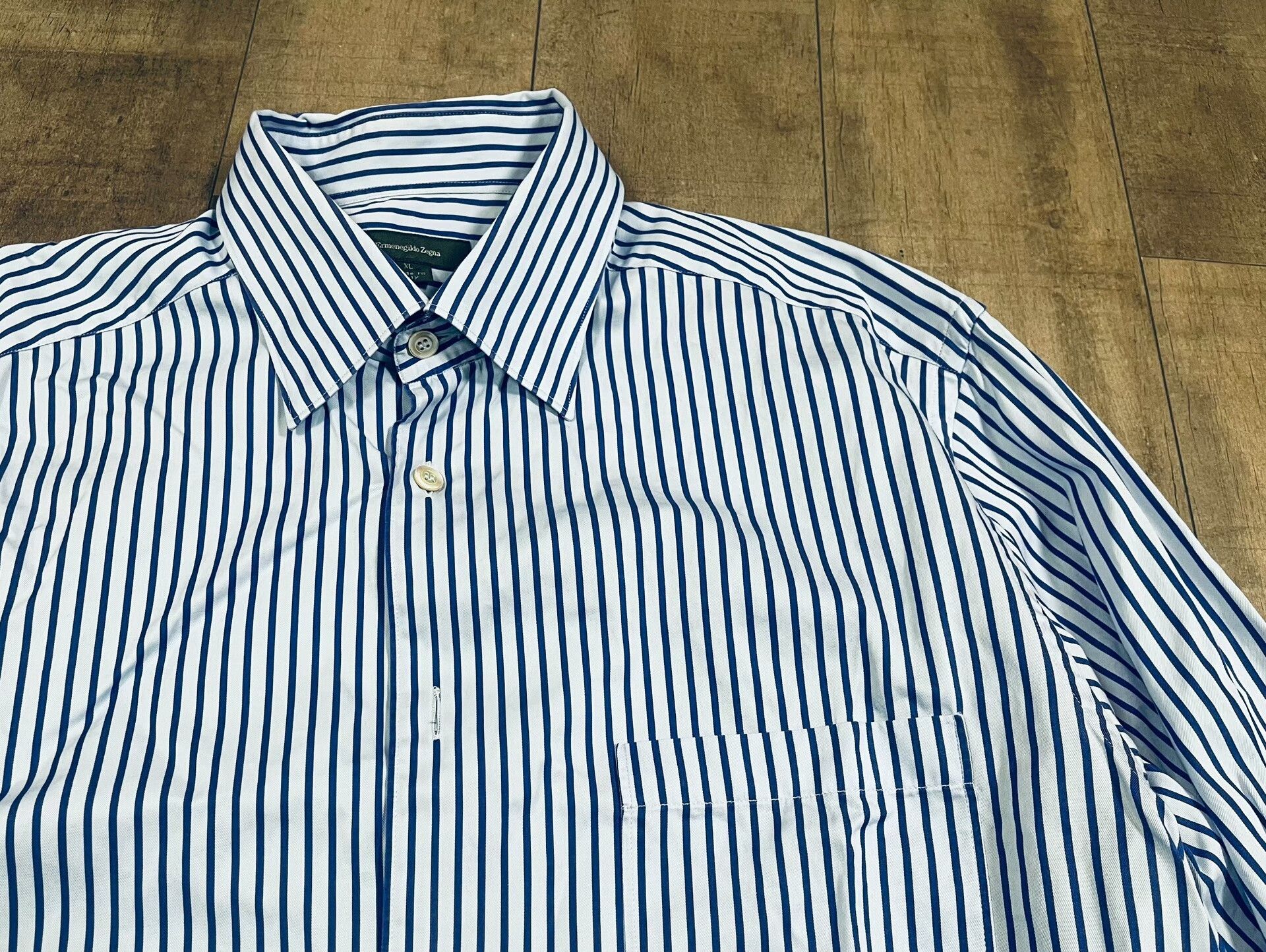 Ermenegildo Zegna Zegna Ermenegildo Blue Stripe Shirt Jacket Size US M / EU 48-50 / 2 - 1 Thumbnail