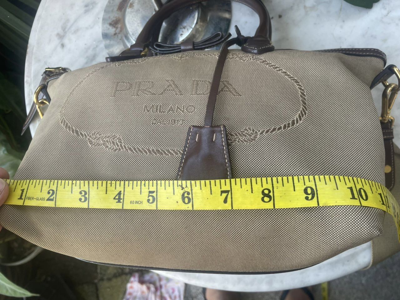 Prada Authentic PRADA Logo Jacquard 2way Tote Bag Canvas
