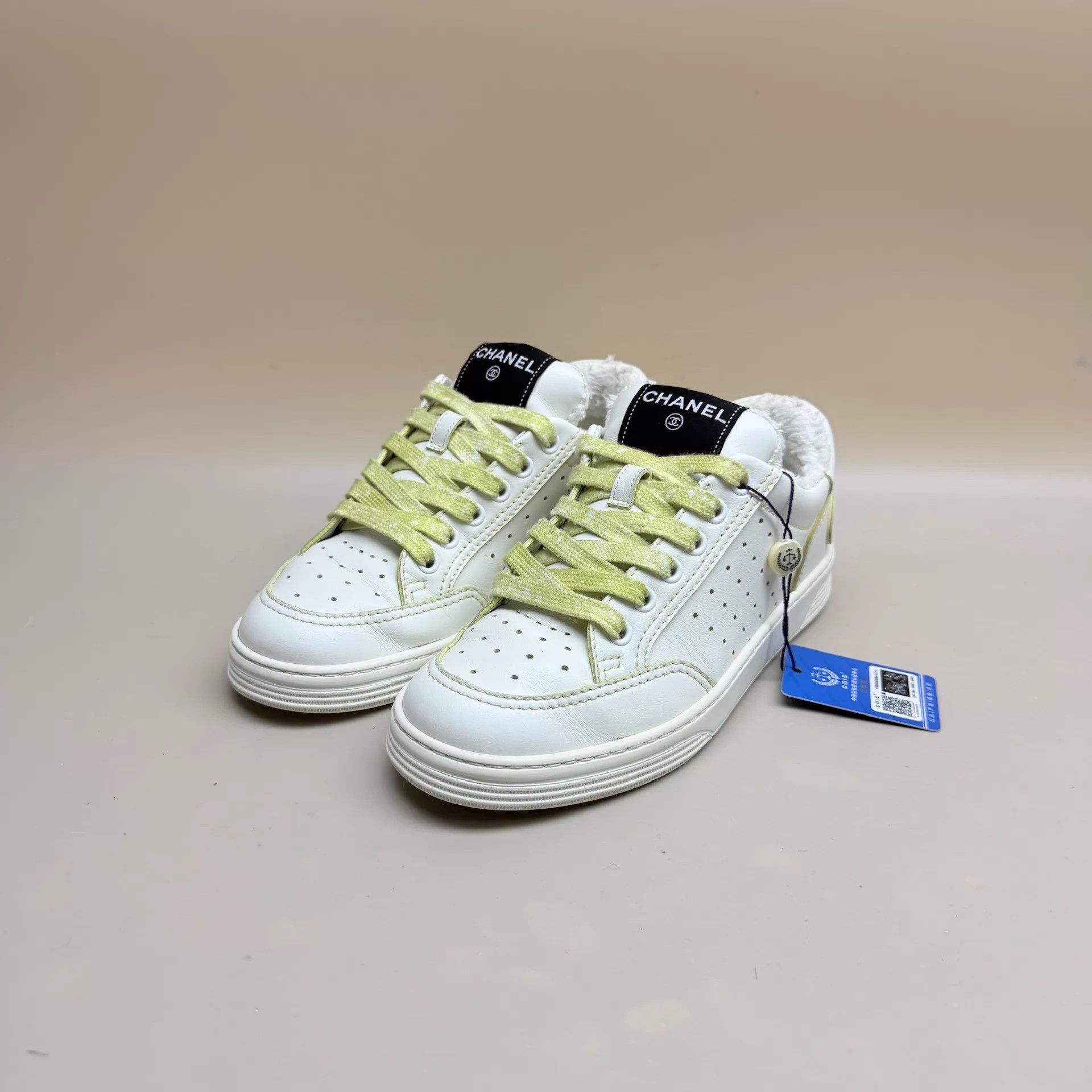 Chanel CHANEL White & Yellow Logo Laces Sneaker 36 Mint Size US 5.5 / IT 35.5 - 1 Thumbnail