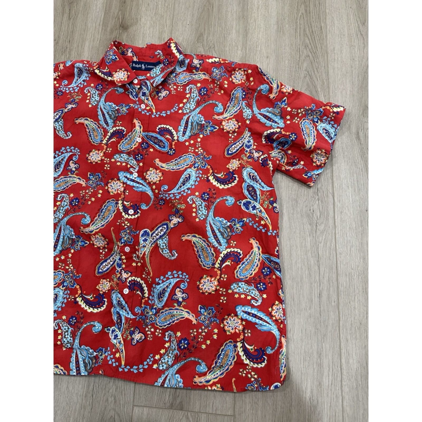 Ralph Lauren VINTAGE Ralph Lauren Short Sleeve Button Shirt Mens 2XL Paisley AOP Red Rare Shirt Size US XXL / EU 58 / 5 - 2 Thumbnail
