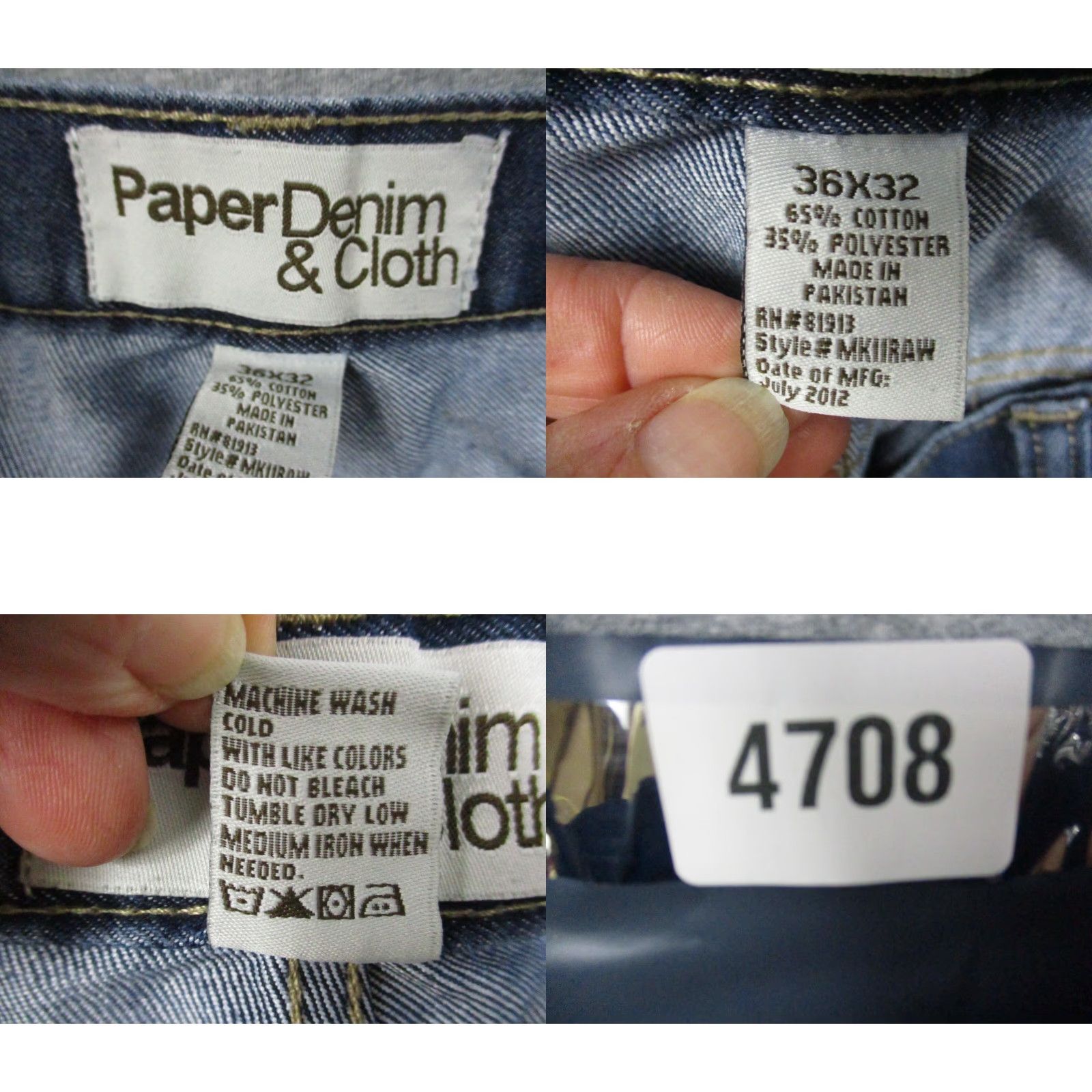 Denime VINTAGE Paper Denim & Cloth Jeans 36x32 Men's Blue Straight Comfort Fit Size US 36 / EU 52 - 9 Thumbnail