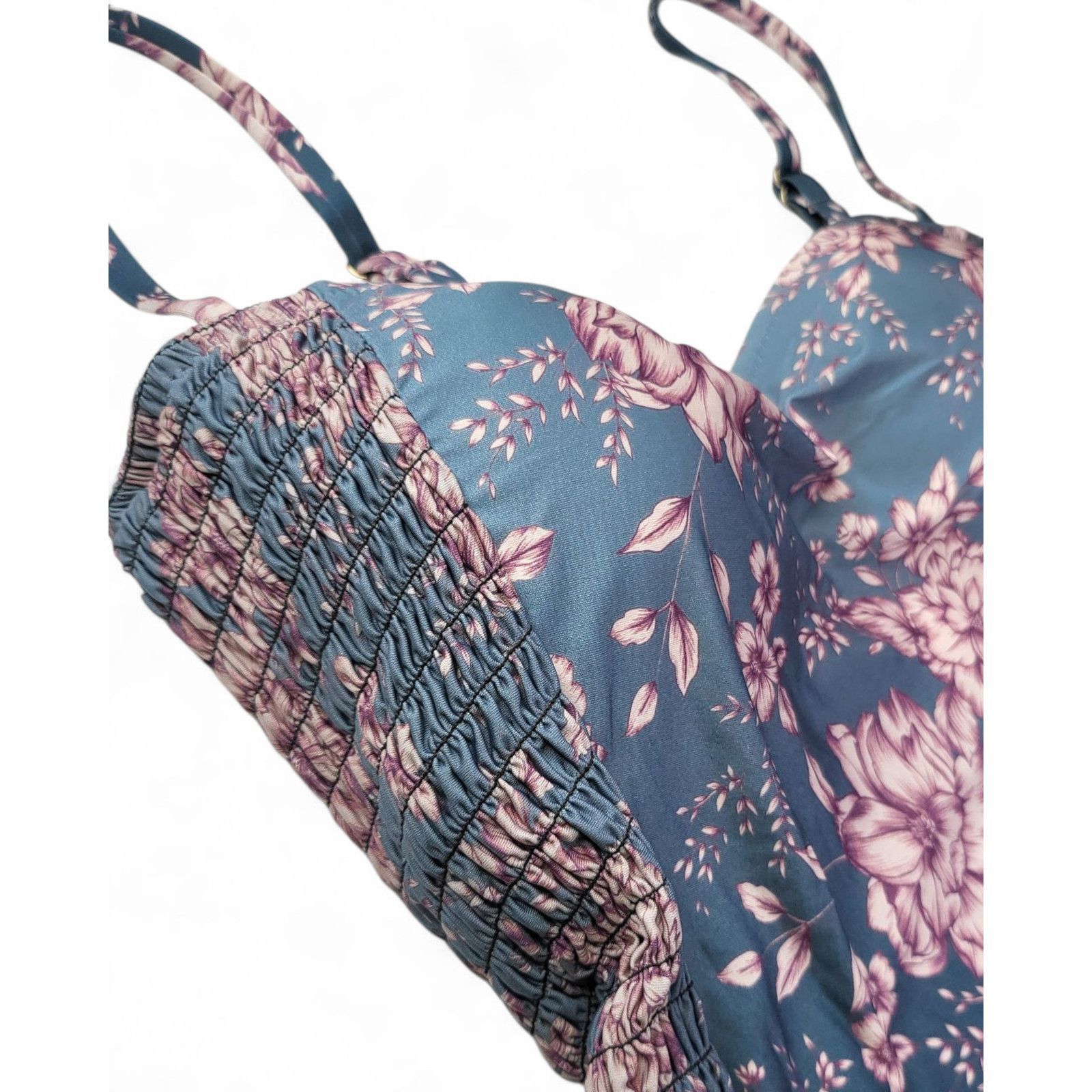 Laundry by Shelli Segal NWT Laundry Vintage Floral Ruched Corset Swim Top French MD Size M / US 6-8 / IT 42-44 - 3 Thumbnail