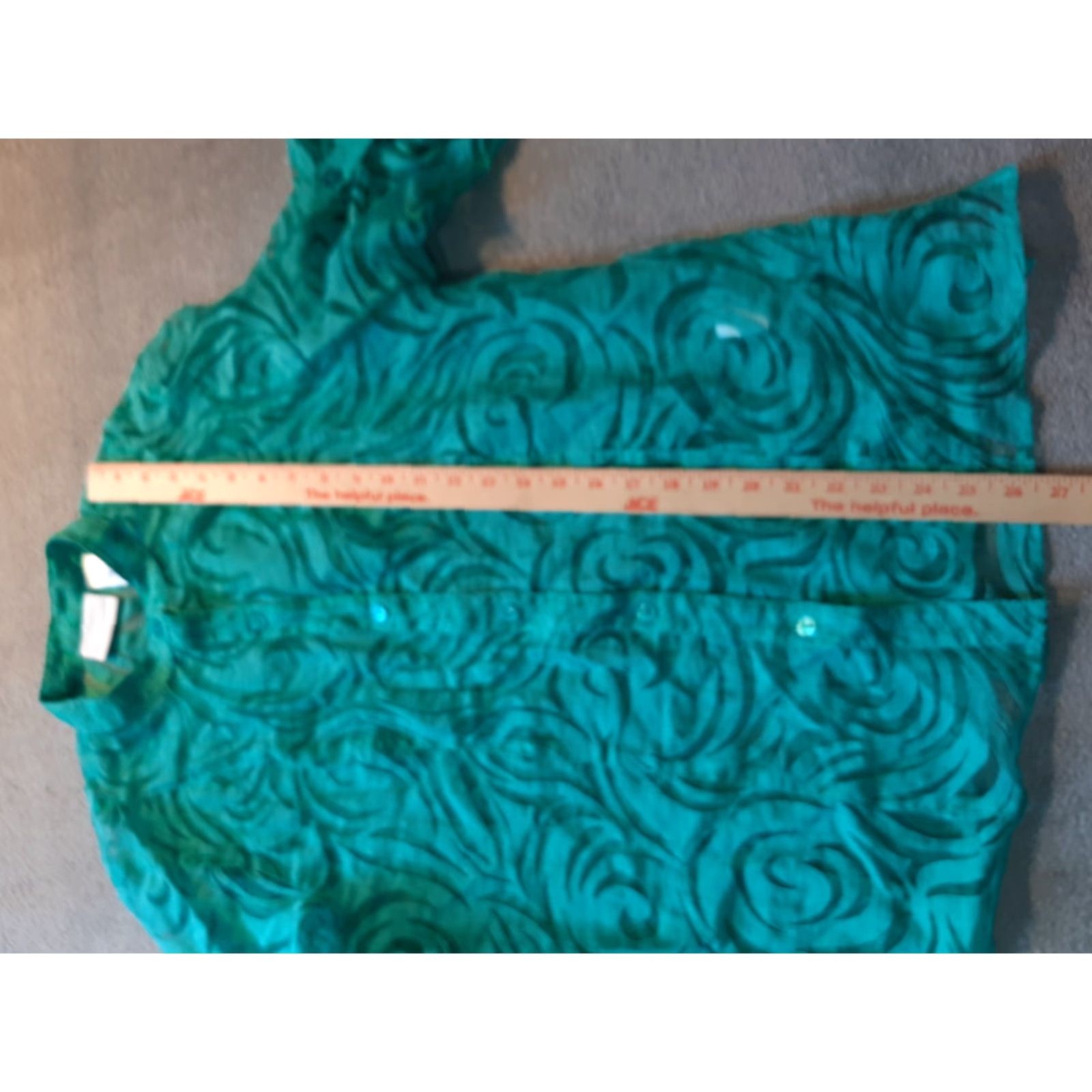 Vintage Alfred Dunner Shirt Women 12 Teal Blue Long Sleeve Sheer Button Up Top Size XL / US 12-14 / IT 48-50 - 4 Thumbnail