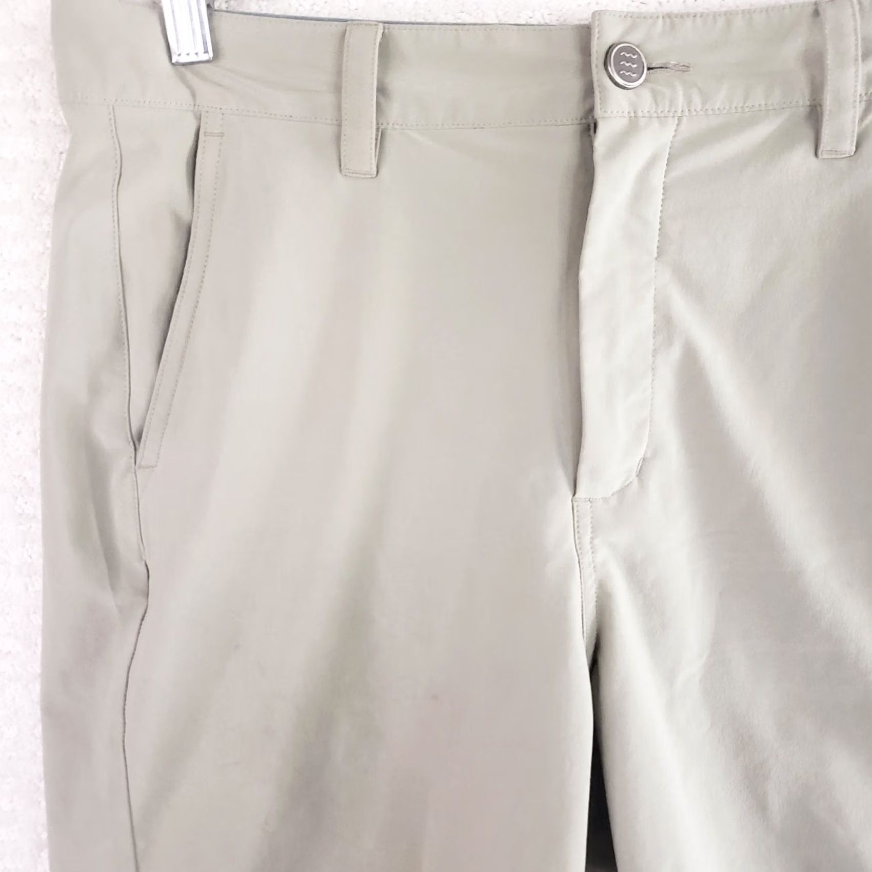 Vintage Free Fly Shorts Mens 32 Beige Solid 7.5" Inseam Polyester Spandex Pockets Logo Chino Casual Beach Outdoor Sports Size US 32 / EU 48 - 2 Thumbnail