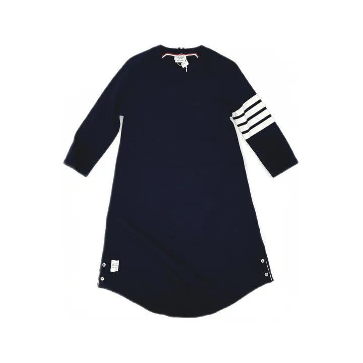 Thom Browne Thom Browne Blue Striped Knit Dress for Women -2507 Size L / US 10 / IT 46 - 8 Thumbnail