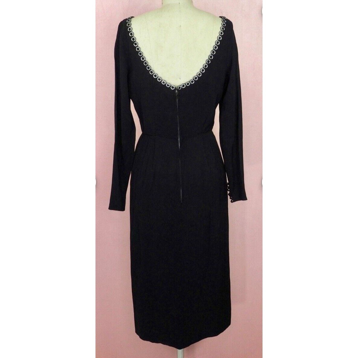Vintage Vintage 1970s Jack Hartley Miami Black Corset Cocktail Midi Size XS / US 0-2 / IT 36-38 - 12 Thumbnail