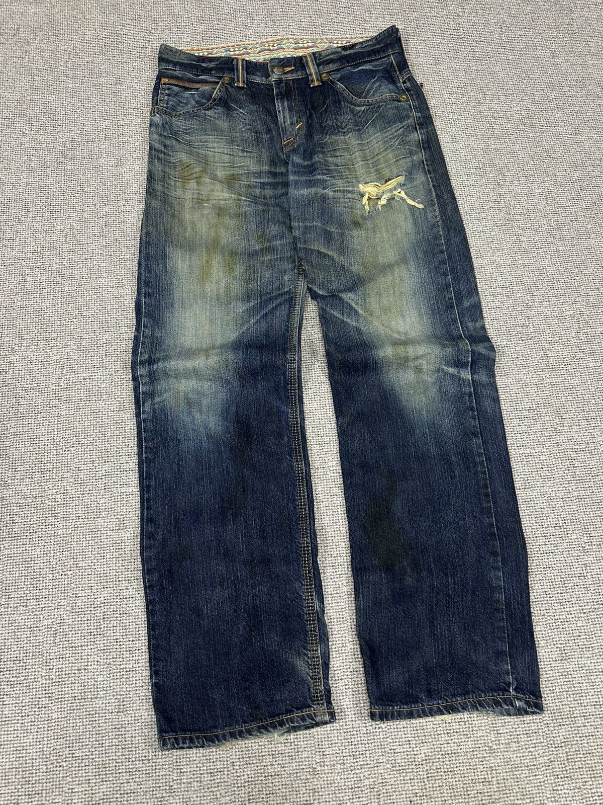 Edwin Vintage Edwin 444 XVS Distressed Wide Leg Denim 34x31 D741 Size US 32 / EU 48 - 2 Thumbnail