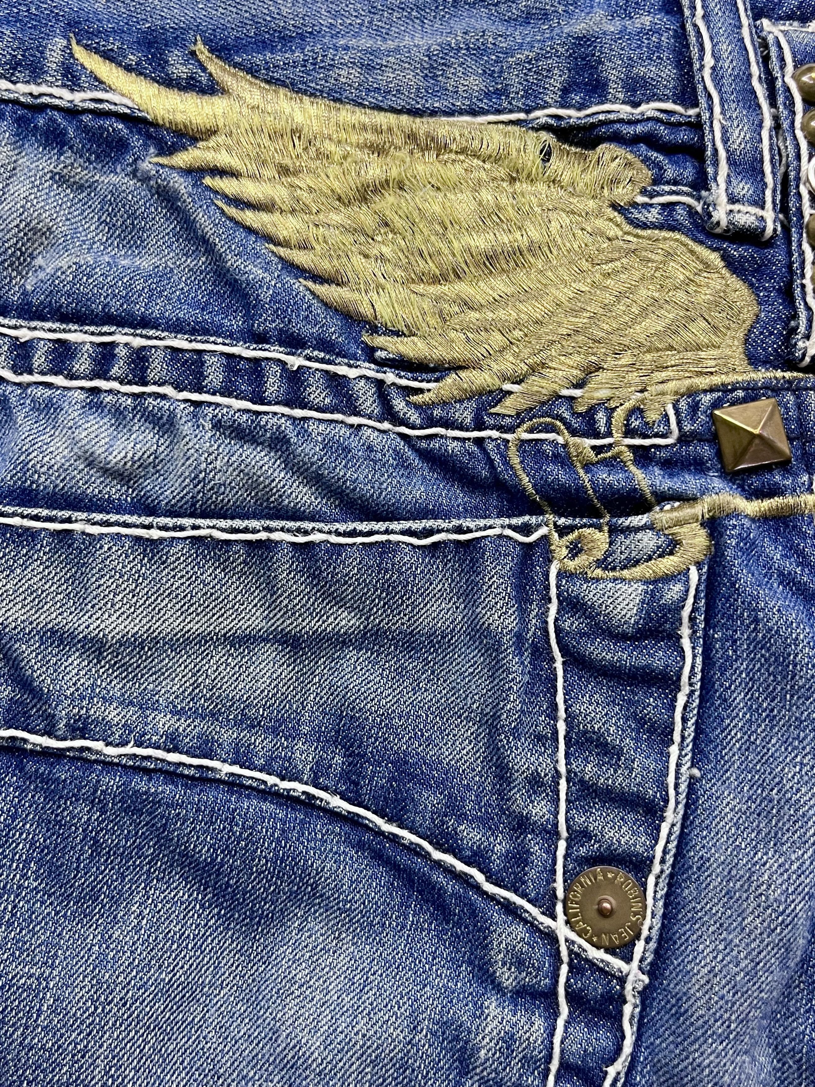 Robins Jeans 🔥ROBIN’S JEANS Gold Wings Embroidered Big Stitch Distressed Size US 38 / EU 54 - 4 Thumbnail