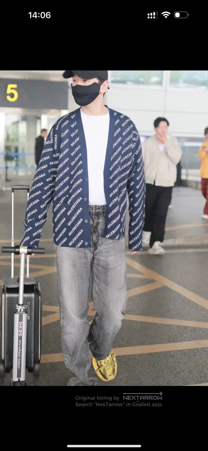 Balenciaga Balenciaga Navy Blue Letter Full Print Knit Cardigan Size US M / EU 48-50 / 2 - 7 Thumbnail