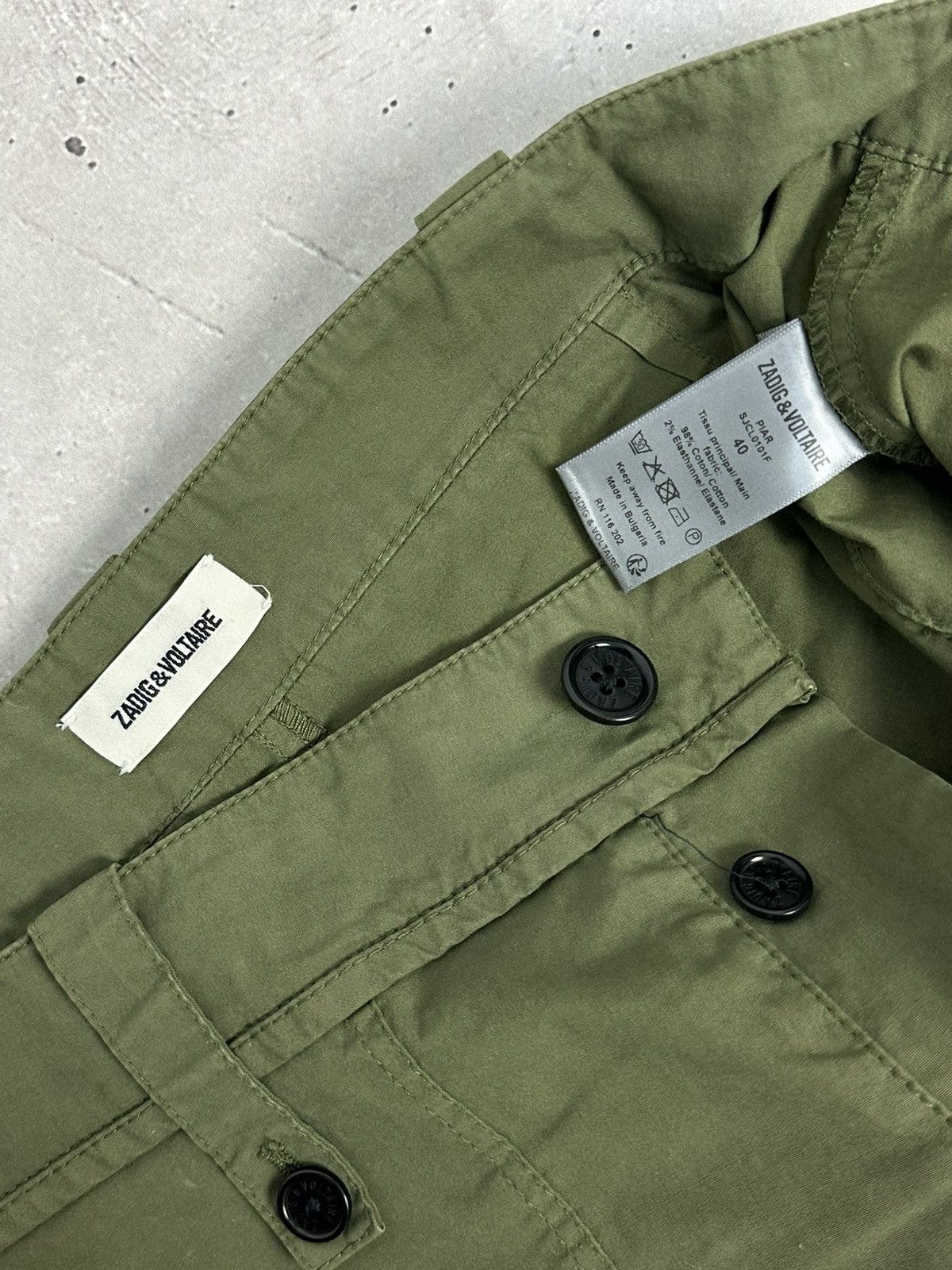 Zadig & Voltaire Vintage Zadig&Voltaire Piar Carpenter Khaki Women’s Pants Size 27" / US 4 / IT 40 - 8 Thumbnail