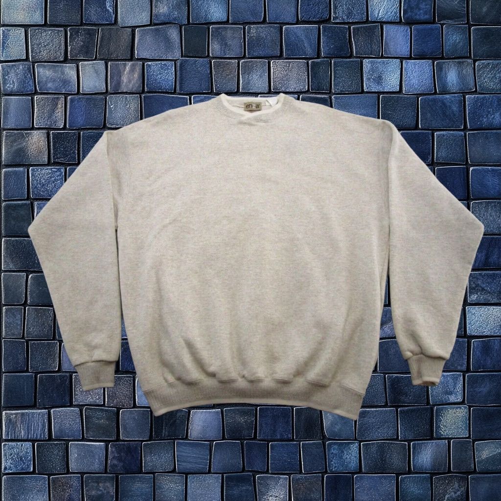 Vintage Enza Sweatshirt 1XL Beige Pullover Cotton Blend Usa Made Men's, Men's
