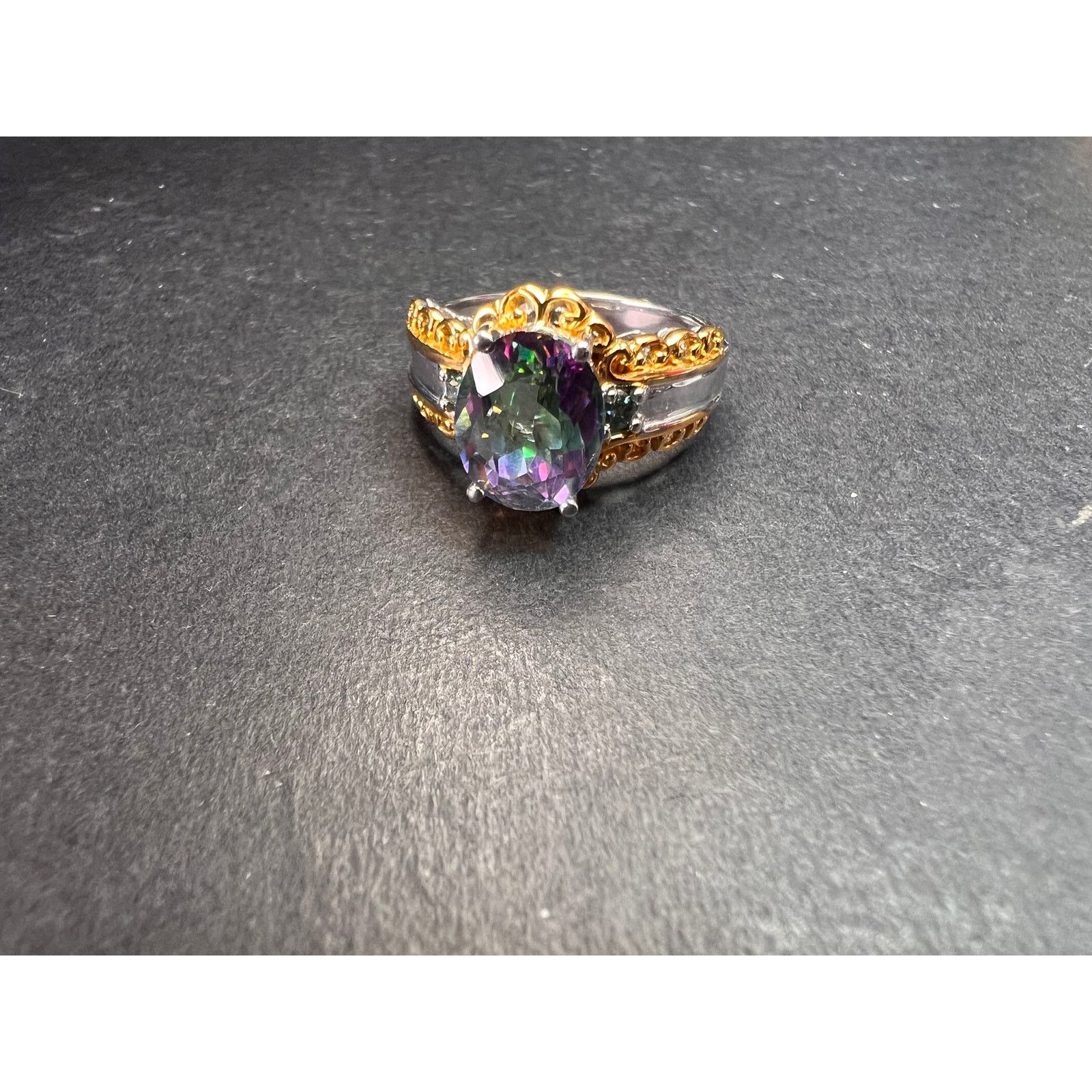 Other NEW green mystic topaz two toned sterling silver ring size 8 Size ONE SIZE - 17 Thumbnail