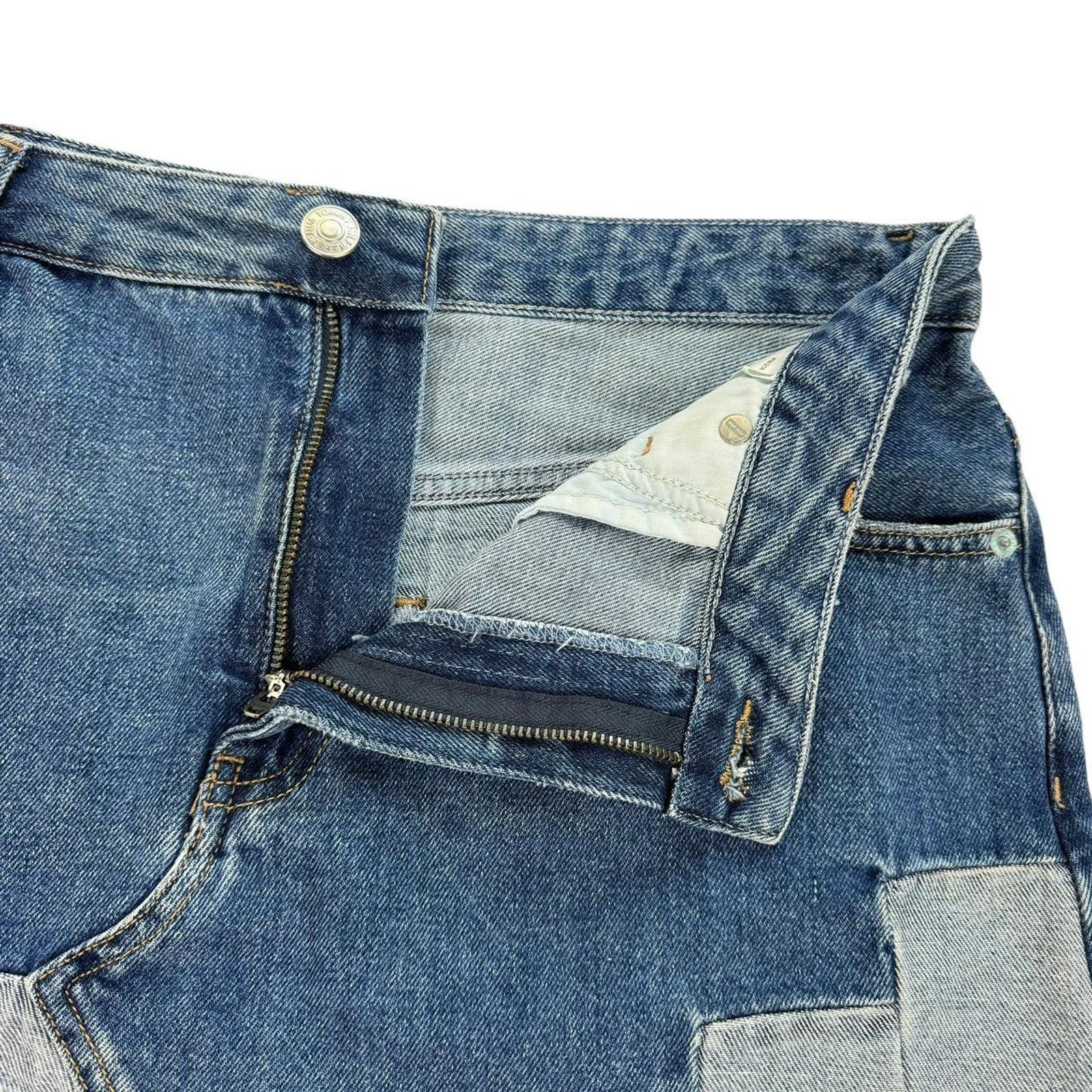 Tommy Hilfiger Blue High Waisted Mini Denim Patchwork Skirt Tommy Hilfiger Size 33" - 4 Thumbnail