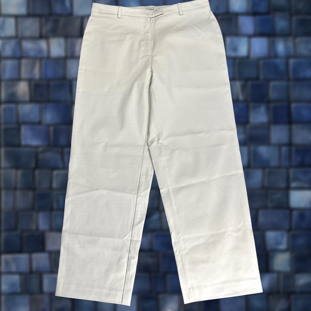 Vintage L.L. Bean Pants Womens 10 Petite Beige Cotton Stretch Chino Straight Pockets NEW Size 30" / US 8 / IT 44 - 1 Thumbnail