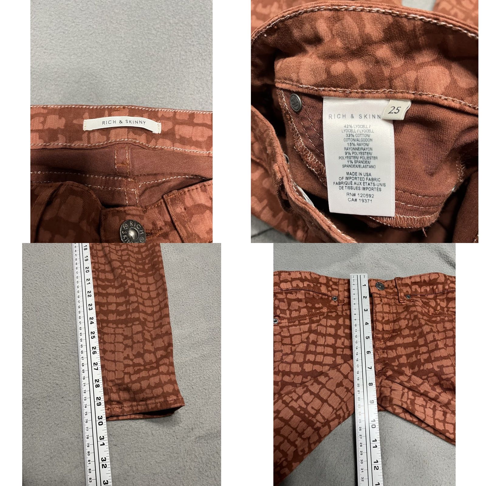 Crocs Rich & Skinny Marilyn Croc Print Skinny Jeans Size 25 Womens Jeans Skinny 30in Multicolor Colorful 25 in inseam 30 in Department Women Size 42" / US 20 - 8 Thumbnail