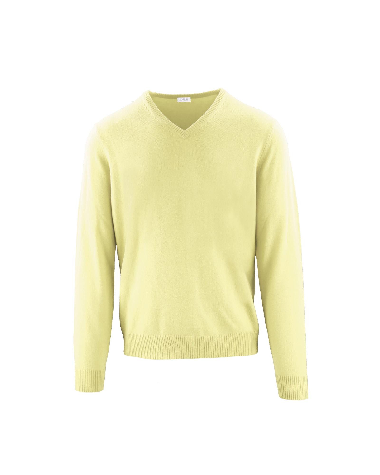 image of Malo Classic V-Neck Wool Cashmere Sweater in Yellow, Men's (Size 2XL)