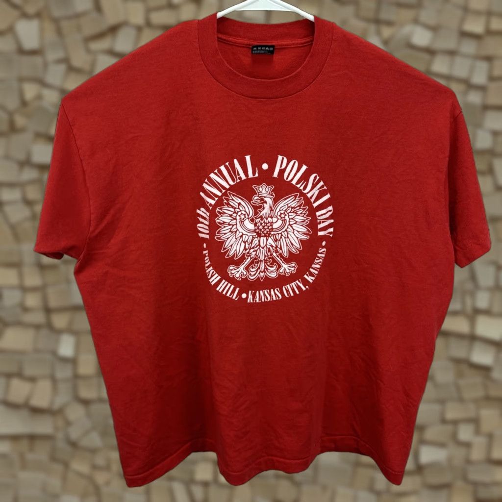 Fruit Of The Loom VINTAGE Fruit of the Loom T-Shirt Polish Poland City Festival 90s Polish & Proud Red 3XL Mens Shirt Size US XXL / EU 58 / 5 - 1 Thumbnail
