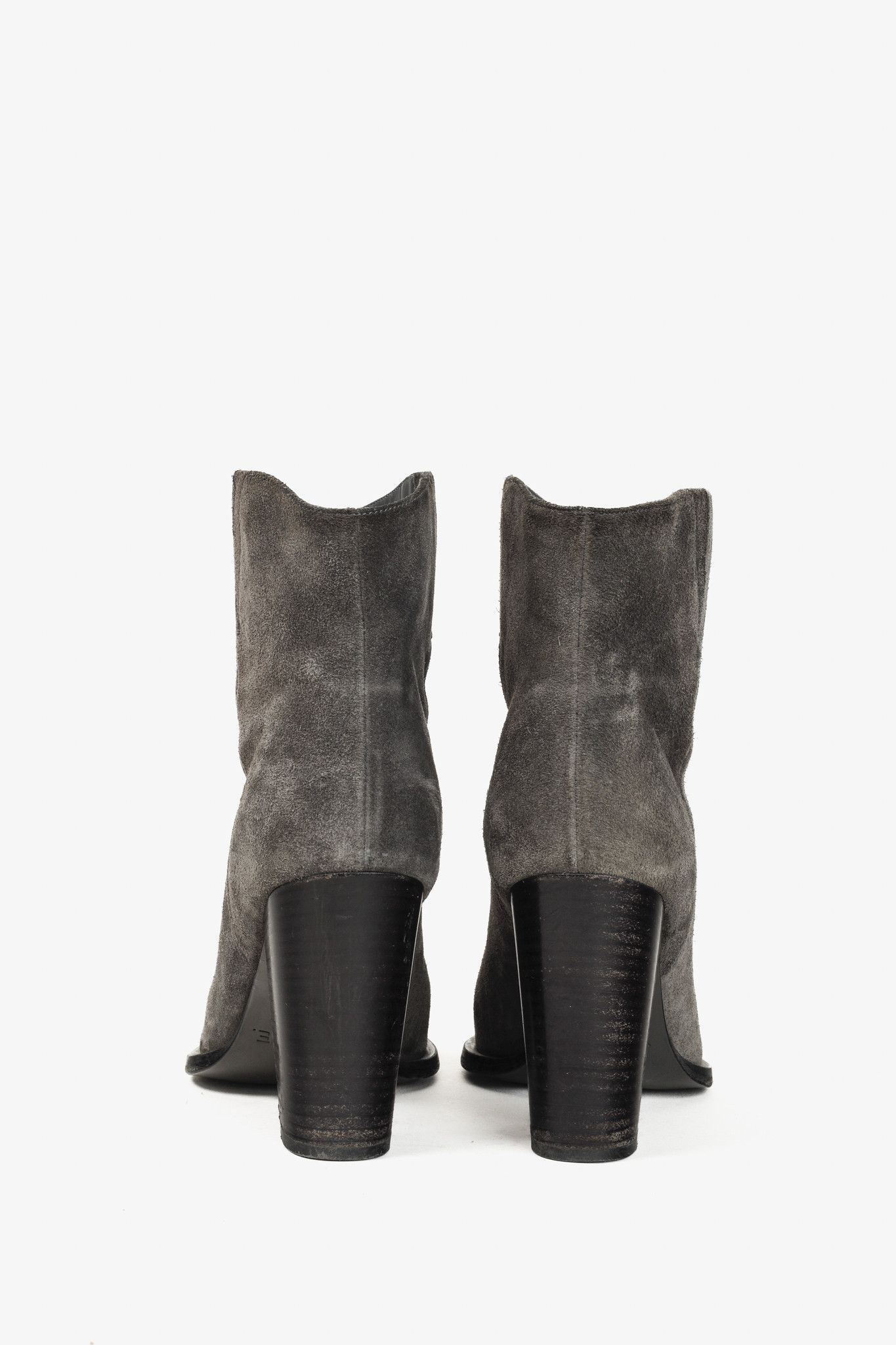 Vince Vince Grey Nubuck Leather Block Heel Point Toe Boots Size US 10 / IT 40 - 3 Thumbnail