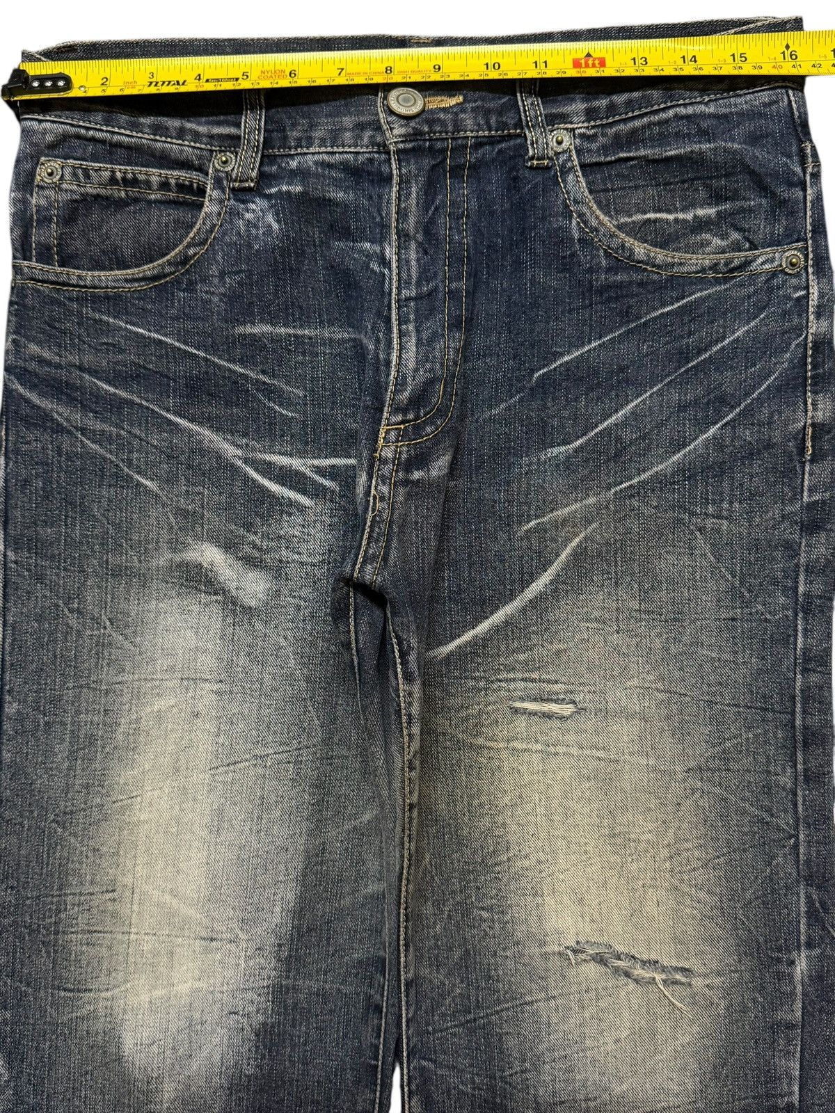 If Six Was Nine Vintage Y2K Japanese Blue Faded Wash Honeycomb Straight Leg Size US 32 / EU 48 - 7 Thumbnail