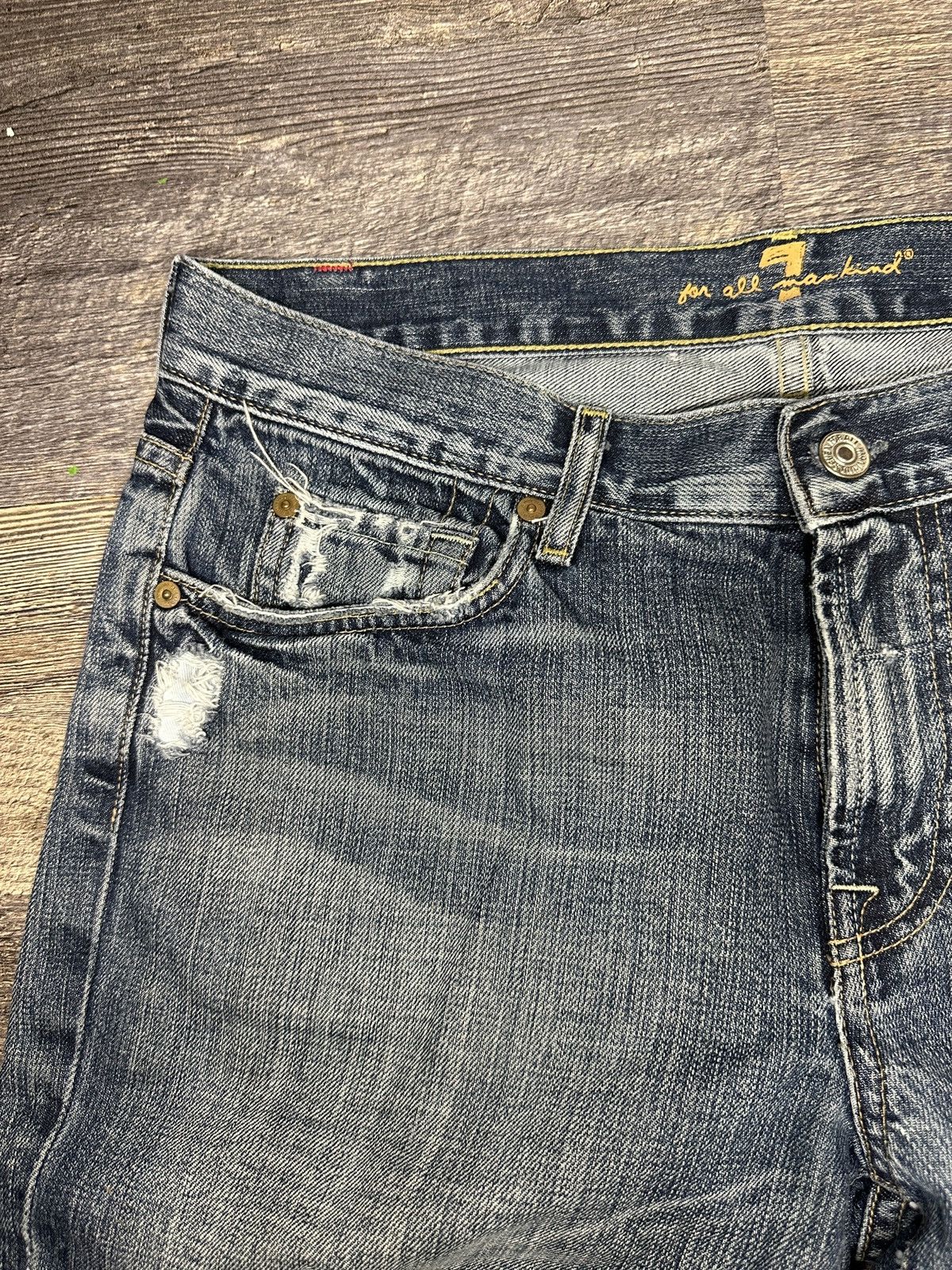 Other Vintage y2k Distressed Jeans - Raw Hem & Ripped Accents Size US 32 / EU 48 - 2 Thumbnail