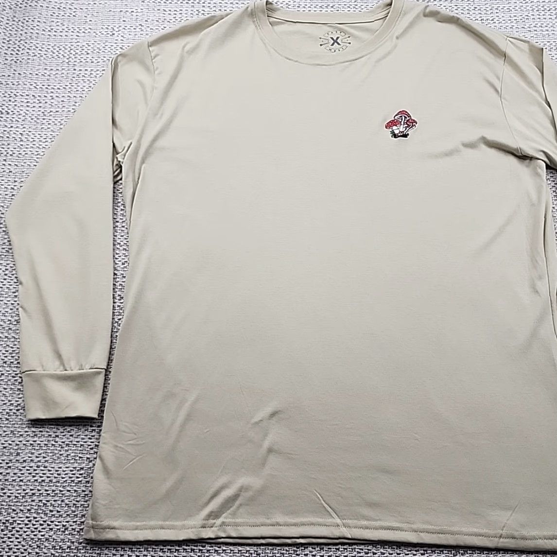 Vintage VINTAGE East West Mushroom Tee Long Sleeve Mens 2XL XXL Beige Cotton Blend Knit Embroidered Logo Beach California Grunge Hip Hop Rock Shirt Men Size US XXL / EU 58 / 5 - 3 Thumbnail