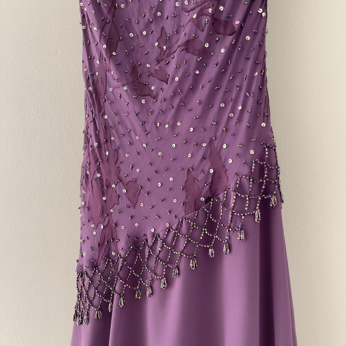 Alex Evenings Vintage Purple Silk Burnout & Chiffon Beaded Dress (S–M) Size M / US 6-8 / IT 42-44 - 13 Thumbnail