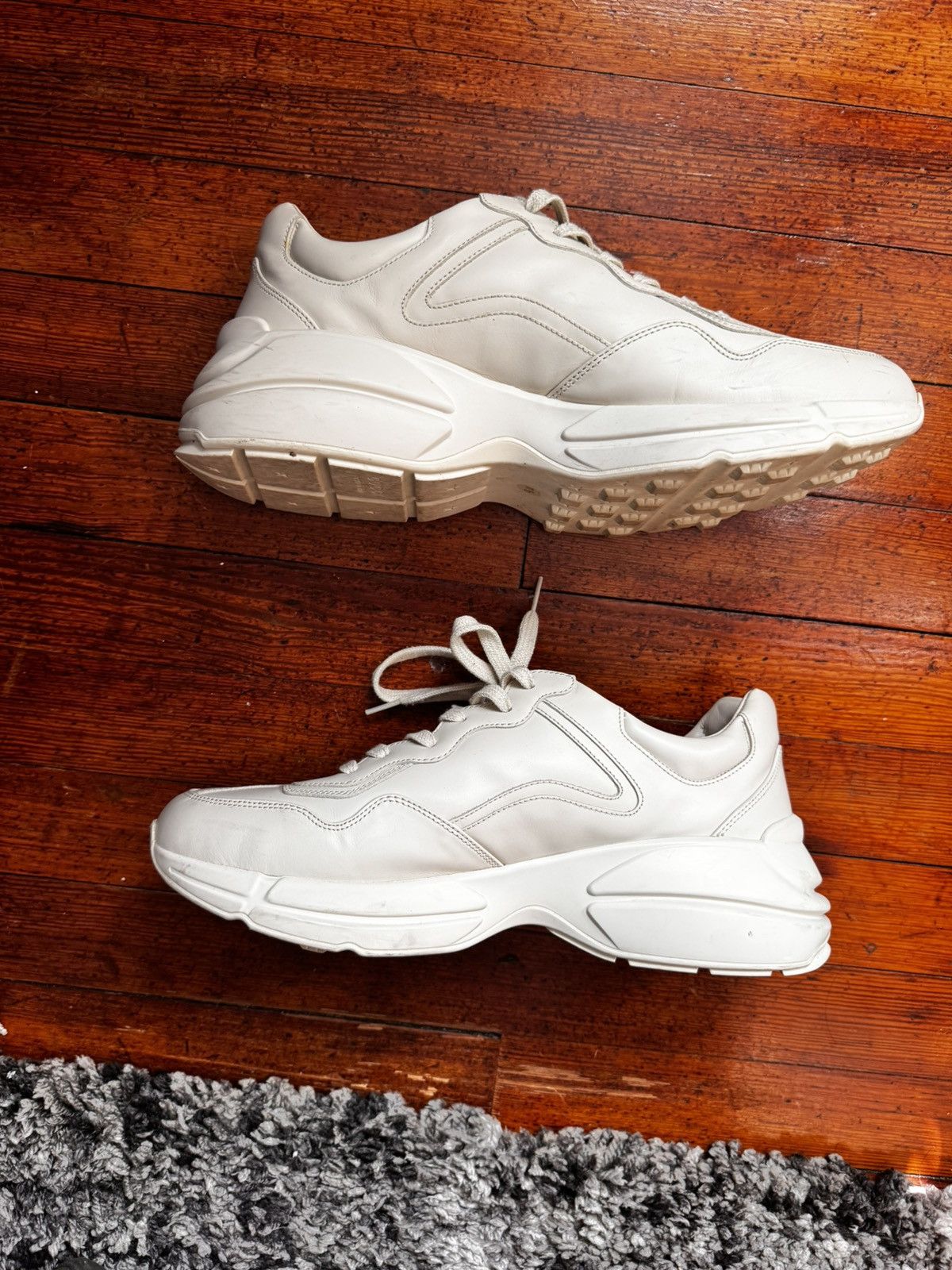 Gucci Men's Rhyton Gucci Logo Leather Sneaker Size US 11.5 / EU 44-45 - 2 Thumbnail