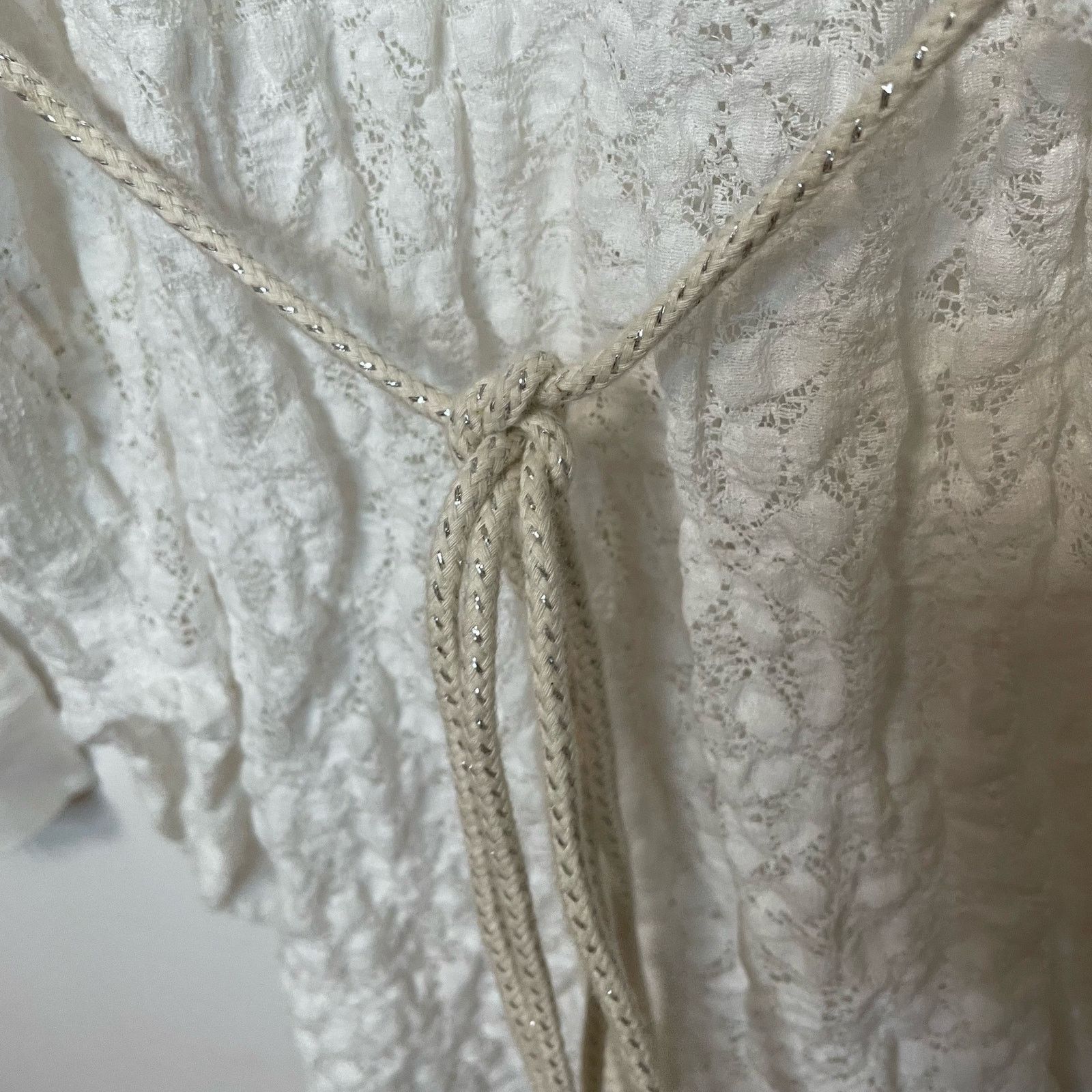 Free People Free People White Tunic Top M Lace Long Sleeve Button Front Size M / US 6-8 / IT 42-44 - 7 Thumbnail