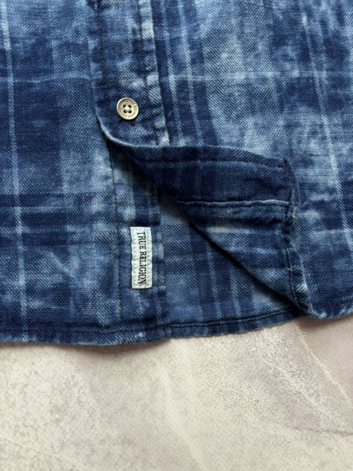 True Religion True Religion Acid Wash Navy Plaid Short Sleeve Shirt Mens M Size US M / EU 48-50 / 2 - 5 Thumbnail