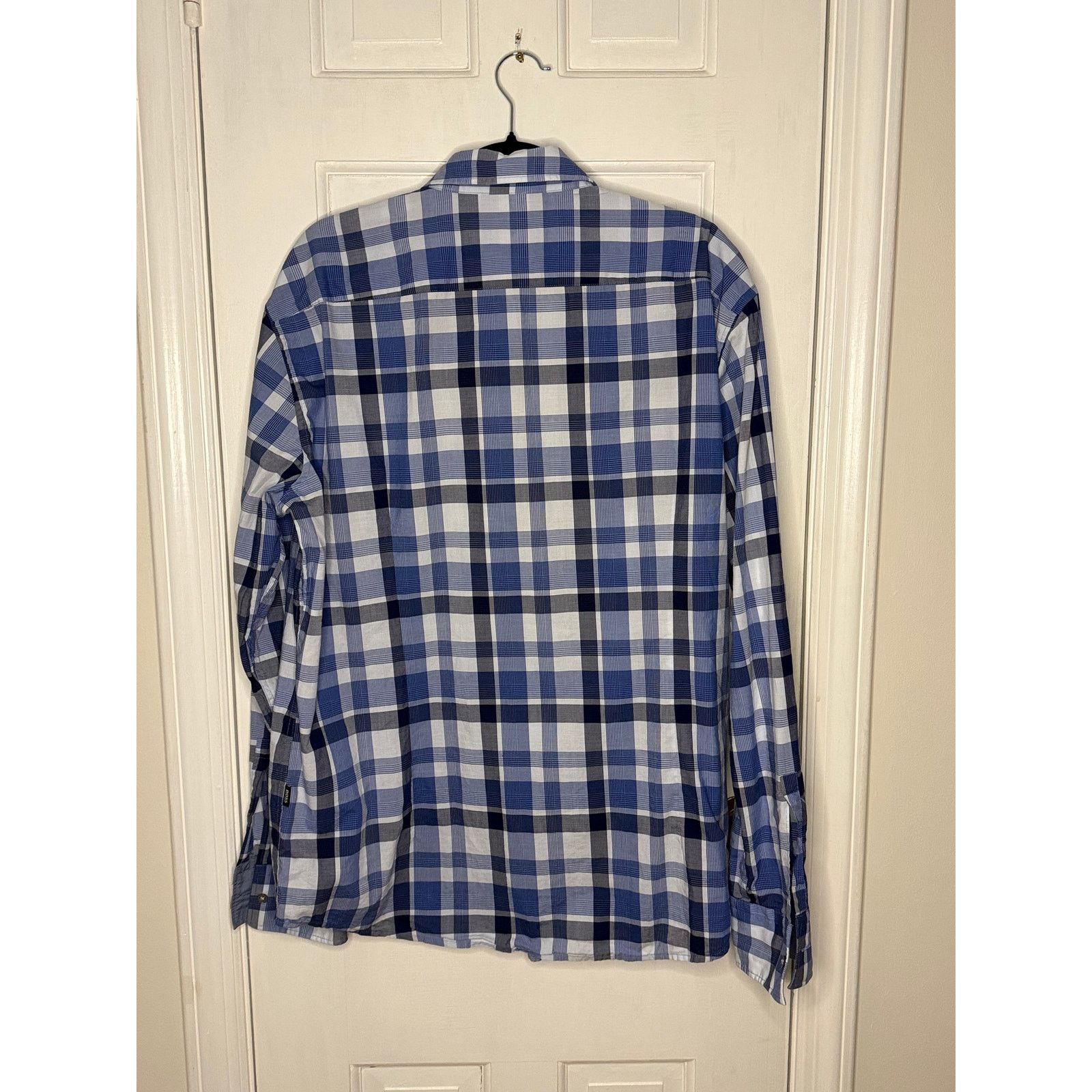 Hugo Boss Hugo Boss Slim Fit Button Down Shirt Blue/White Plaid XL Size US XL / EU 56 / 4 - 4 Thumbnail