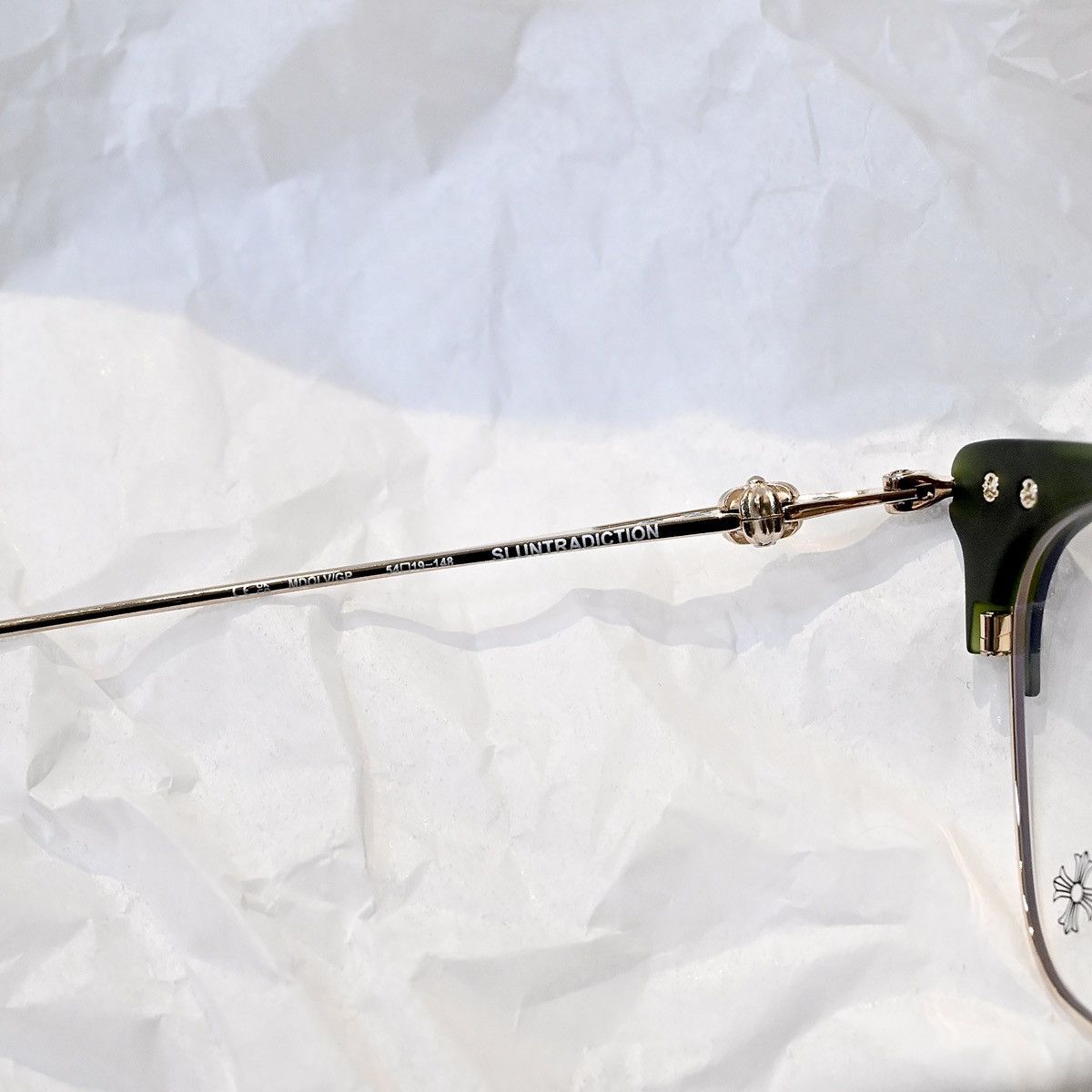 Chrome Hearts CHROME HEARTS SLUNTRADICTION MATTE DARK OLIVE/ GOLD PLATED GLASSES GLASSES Size ONE SIZE - 6 Thumbnail