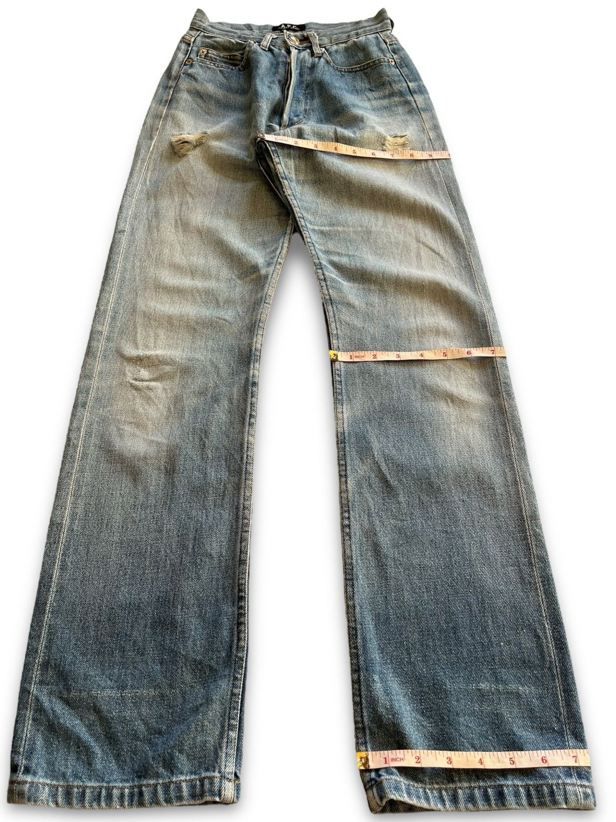 A.P.C. Vintage APC Rue De Fleurus Paris Selvedge Distressed Jeans Size 22" - 13 Thumbnail