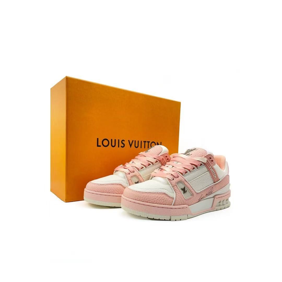 Louis Vuitton Louis Vuitton Pink & White Trainer Sneakers Size US 4 / IT 34 - 5 Thumbnail