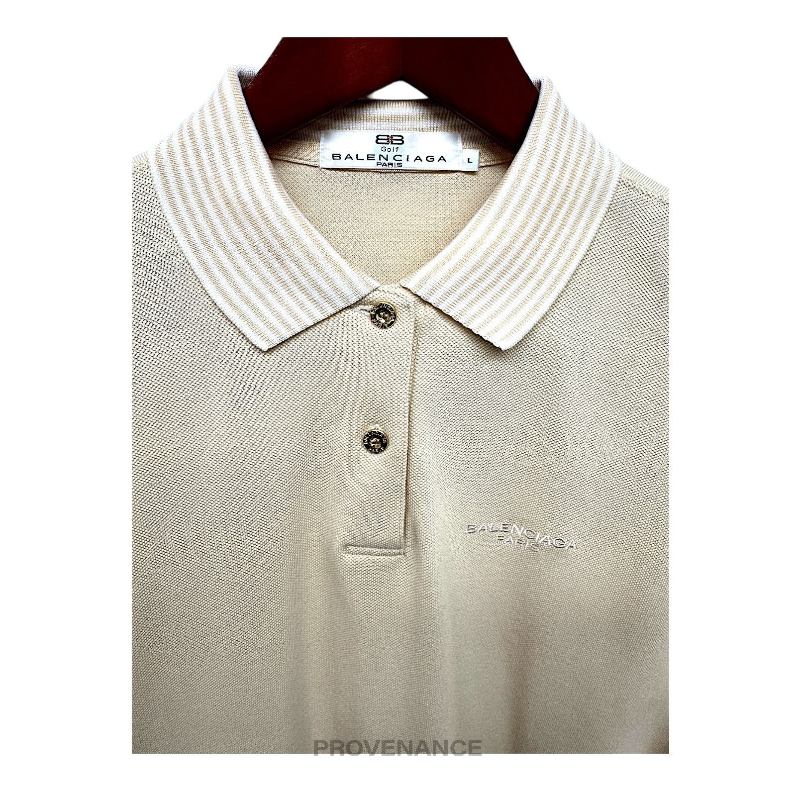 Balenciaga 🔴 Balenciaga Golf Long Sleeve Polo Shirt - Sand L Size US L / EU 52-54 / 3 - 3 Thumbnail