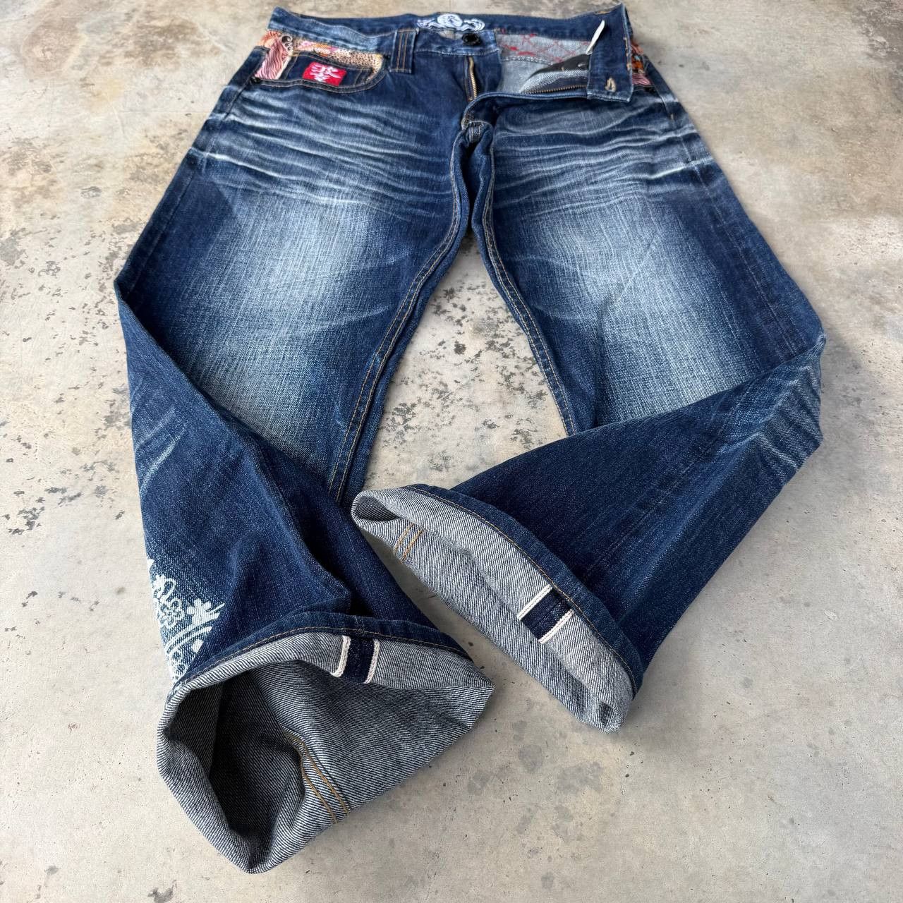 Japanese Brand Japan"Dokuro"Skull Tattoo Namitatsu Redline Denim Ankle Cut Size US 30 / EU 46 - 9 Thumbnail