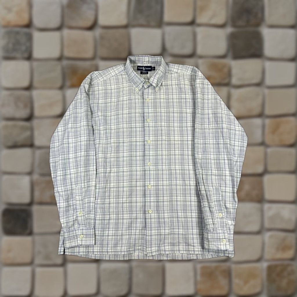 Ralph Lauren Ralph Lauren Shirt Mens Large White Blue Green Cotton Button Up Size US L / EU 52-54 / 3 - 1 Thumbnail