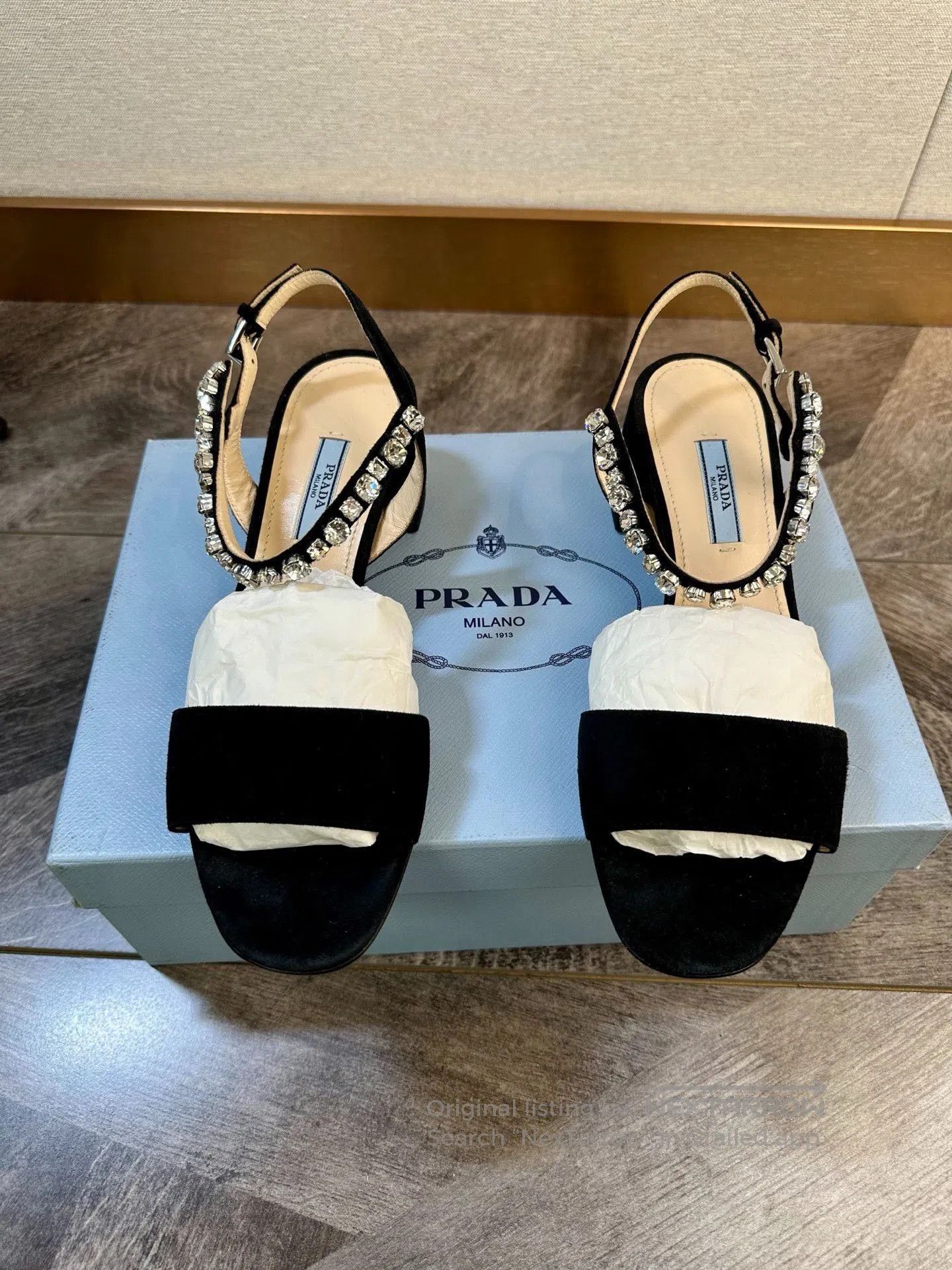 Prada Prada Black Suede Rhinestone Sandals. Size US 6.5 / IT 36.5 - 7 Thumbnail