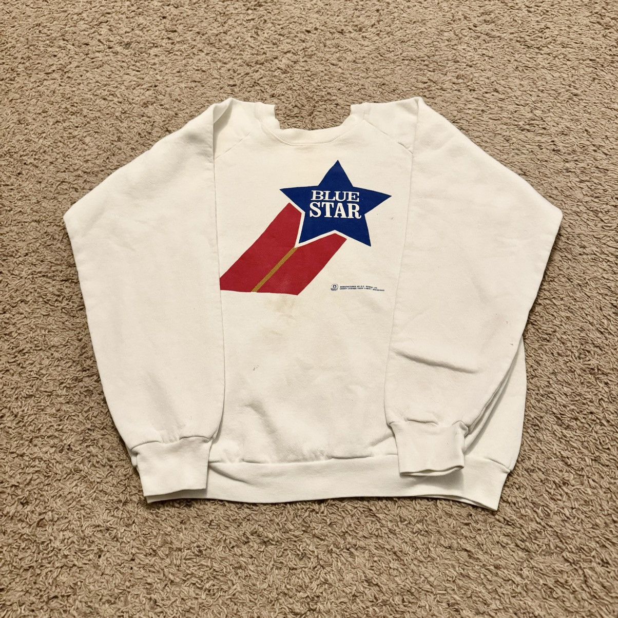 Vintage VINTAGE BLUE STAR BEER SWEATSHIRT! Size US XL / EU 56 / 4 - 6 Thumbnail