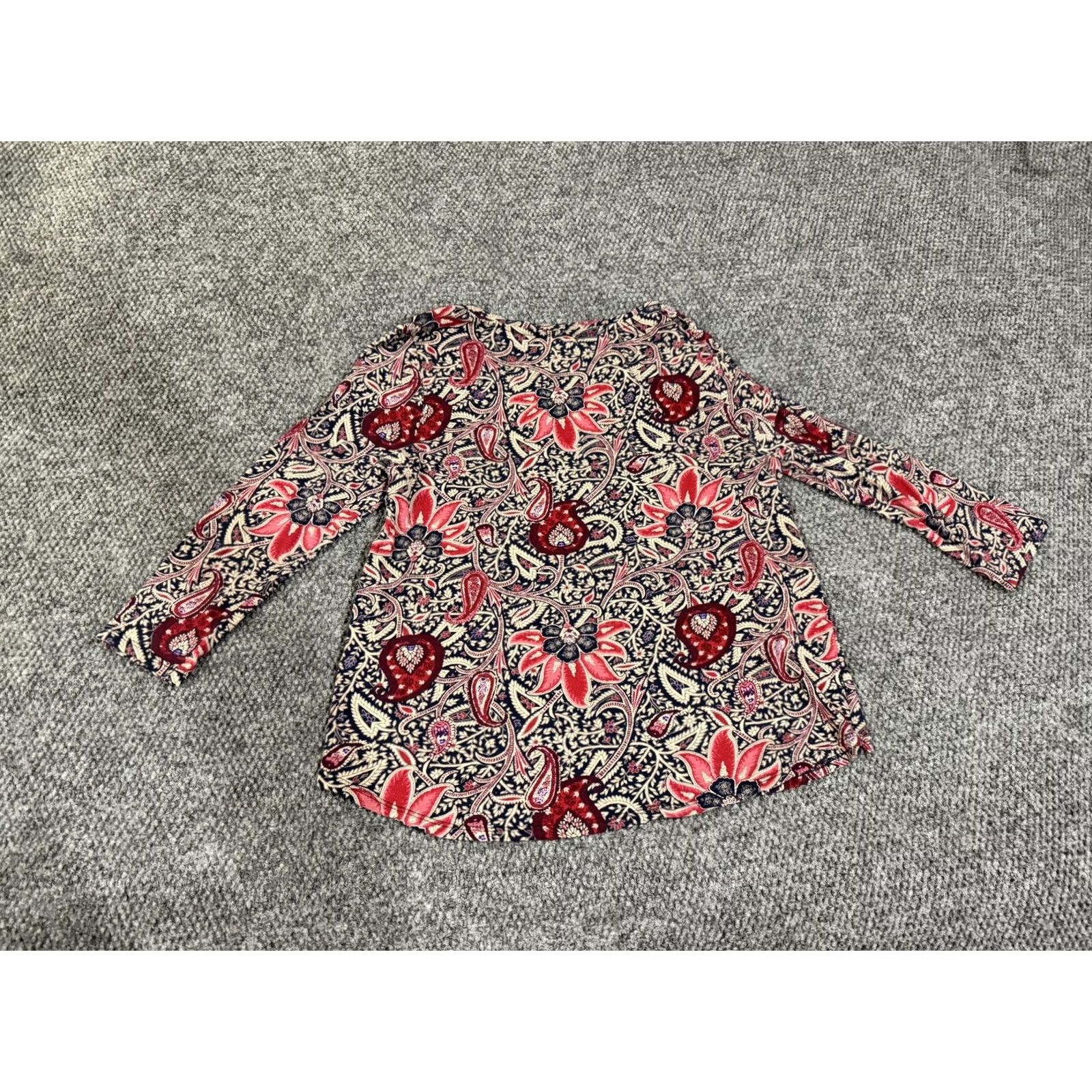 Lucky Brand Lucky Brand Shirt Womens L Paisley Scoop Neck 3/4 Sleeve Tunic Top Boho Casual Tunic Hem Multicolor Size L / US 10 / IT 46 - 7 Thumbnail